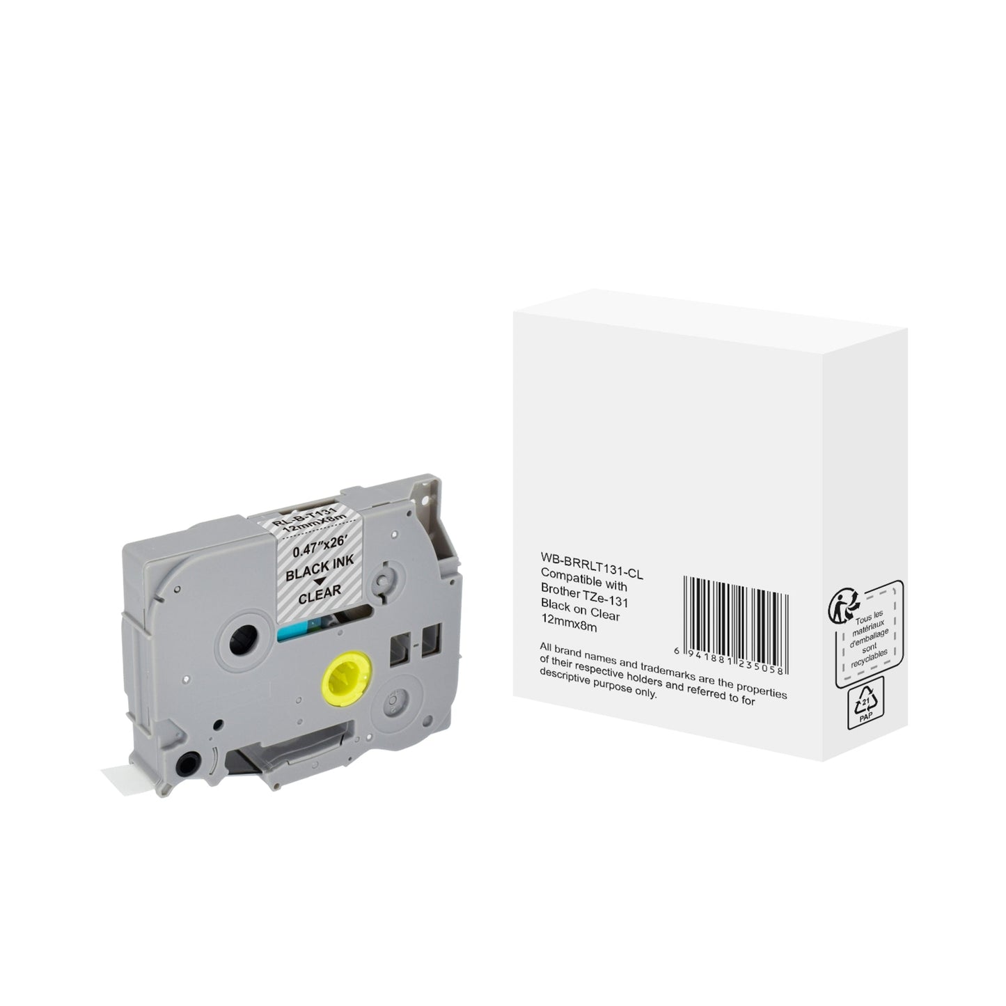 Schriftbandkassette Brother TZe-131 12 mm x 8 m (B x L) transparent schwarz
