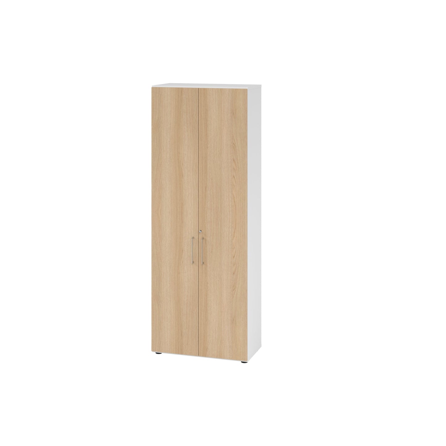 Hammerbacher Flügeltürenschrank V9 Advanced 800 x 2.156 x 417 mm (B x H x T) Spanplatten, folienummantelt Farbe der Front: eiche Farbe des Korpus: weiß