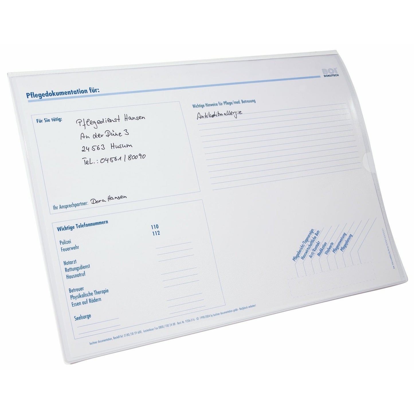 BOI Patienten-Dokumentationsmappe economy-line Pflegedokumentation ambulante Dienste DIN A4 Kunststoff weiß
