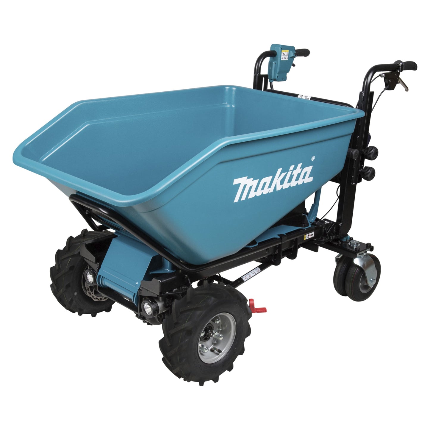 Makita® Schubkarre DCU602Z 73 x 882103 x 148 cm (B x H x T) ebene Fläche (0-3°): 300 kg, Steigung bis 12°: 180kg Akku Zubehör erforderlich erforderliches Zubehör: 2 x Makita Akku BL1850B, Akkuladegerät DC18RC