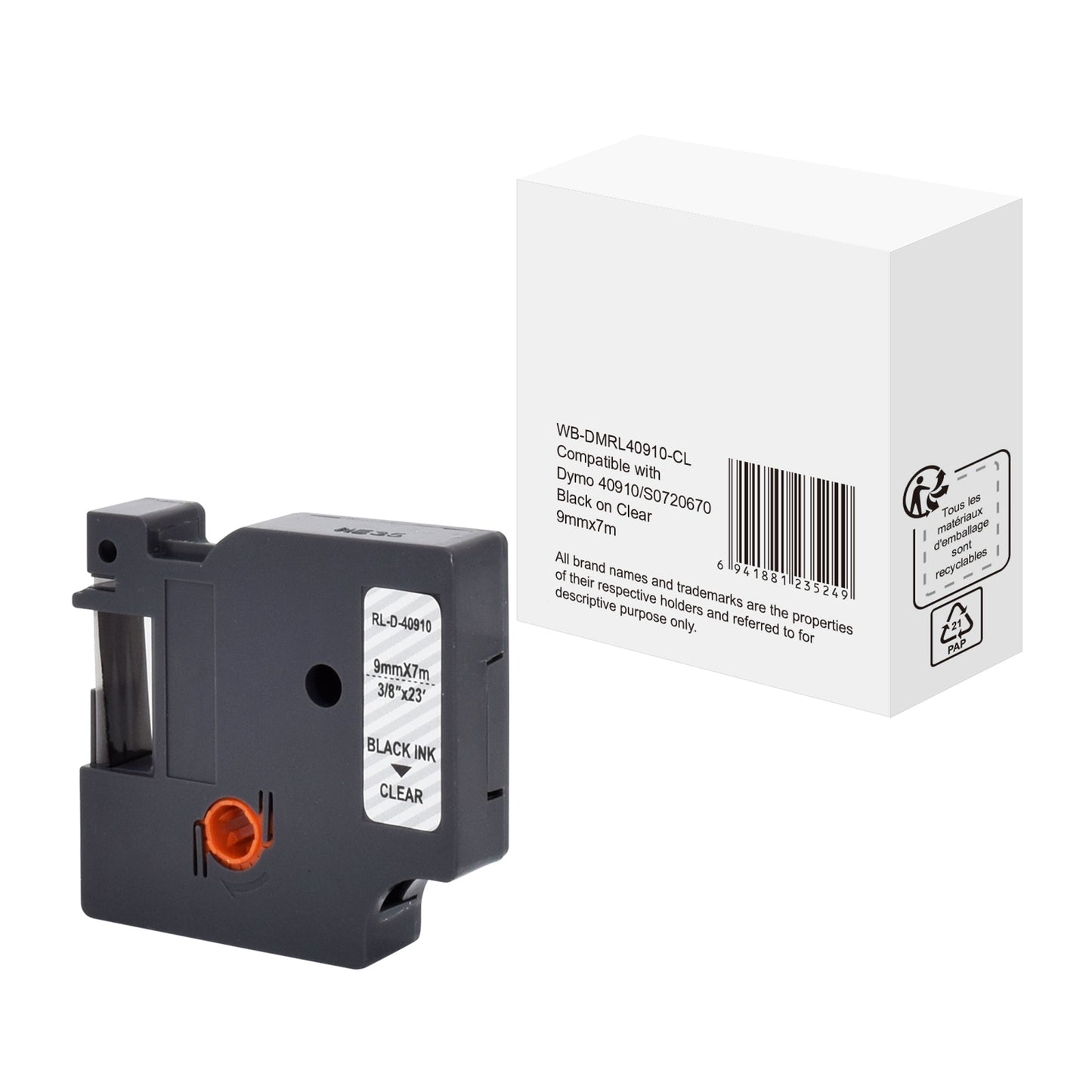 Schriftbandkassette DYMO S0720670 9 mm x 7 m (B x L) transparent schwarz