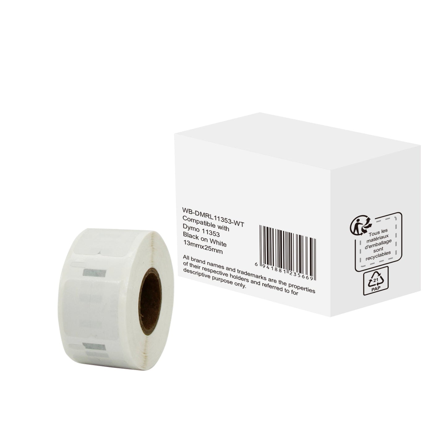 Vielzwecketikett DYMO LabelWriter 300 Serie, -400 Serie, -450 Serie, -Wireless, -550 Serie, LW 4XL, LW 5XL 13 x 25 mm (B x H) weiß 1.000 Etik./Rl.