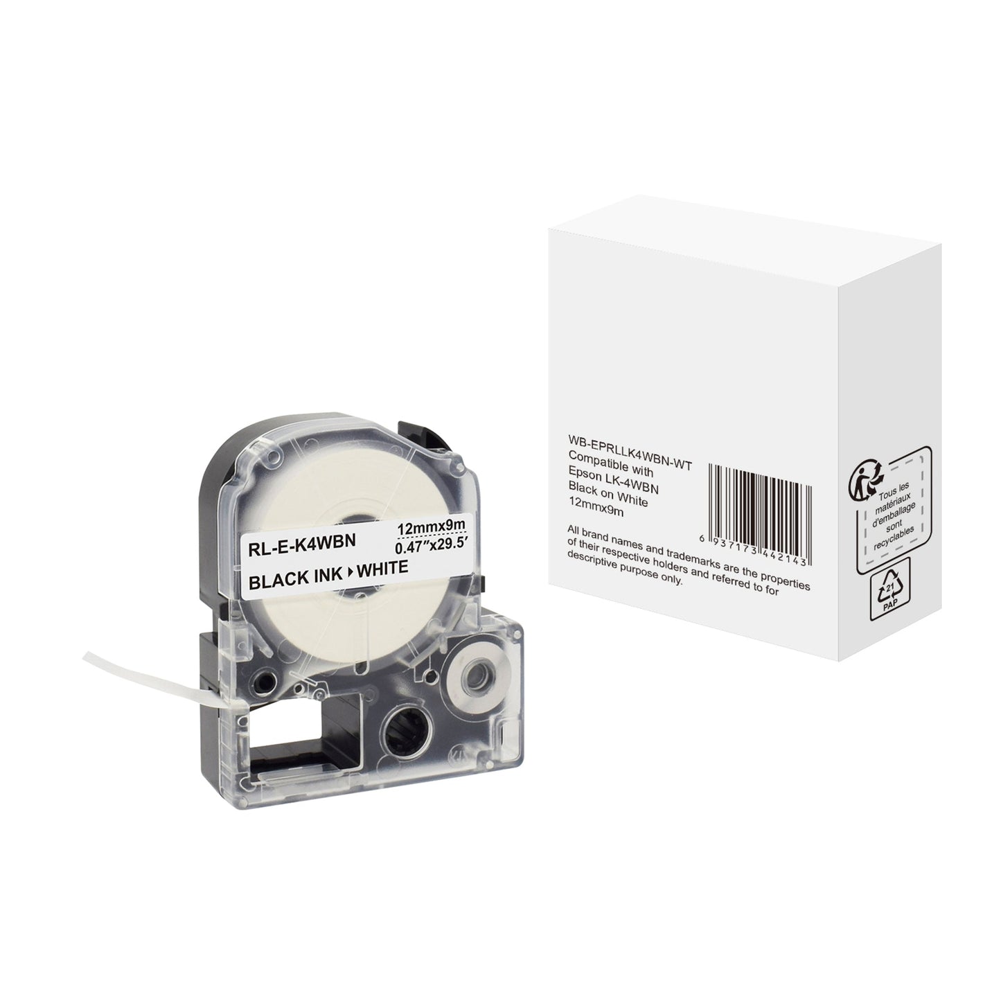 Schriftbandkassette Epson C53S625416 12 mm x 9 m (B x L) weiß schwarz