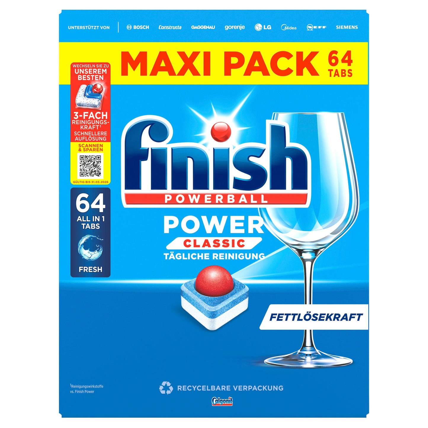 FINISH Spülmaschinentabs Power Classic Fresh 64 St./Pack.
