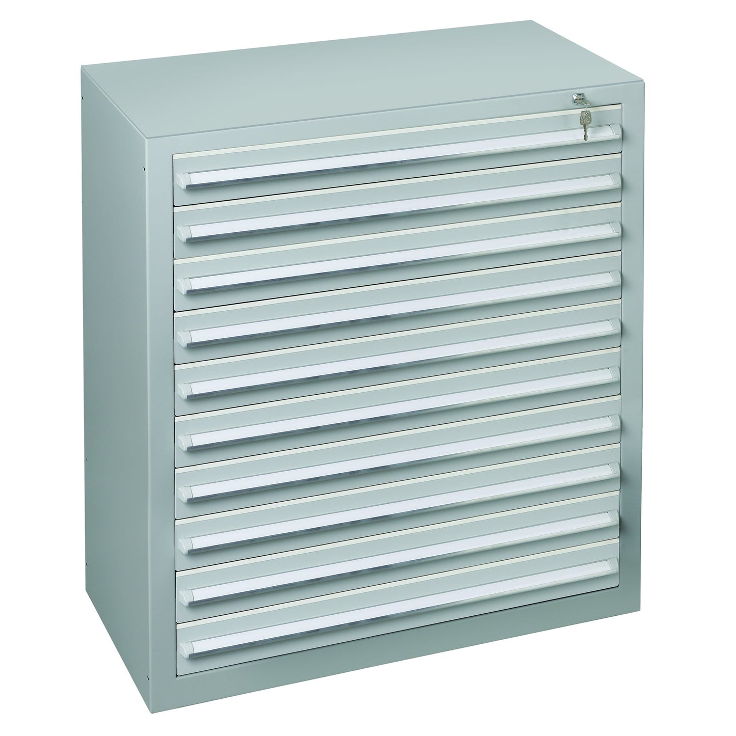 SCHULTE Schubladenschrank 1.000 x 1.100 x 500 mm (B x H x T) 10 Schubladen Stahl Farbe der Front: lichtgrau Farbe des Korpus: lichtgrau