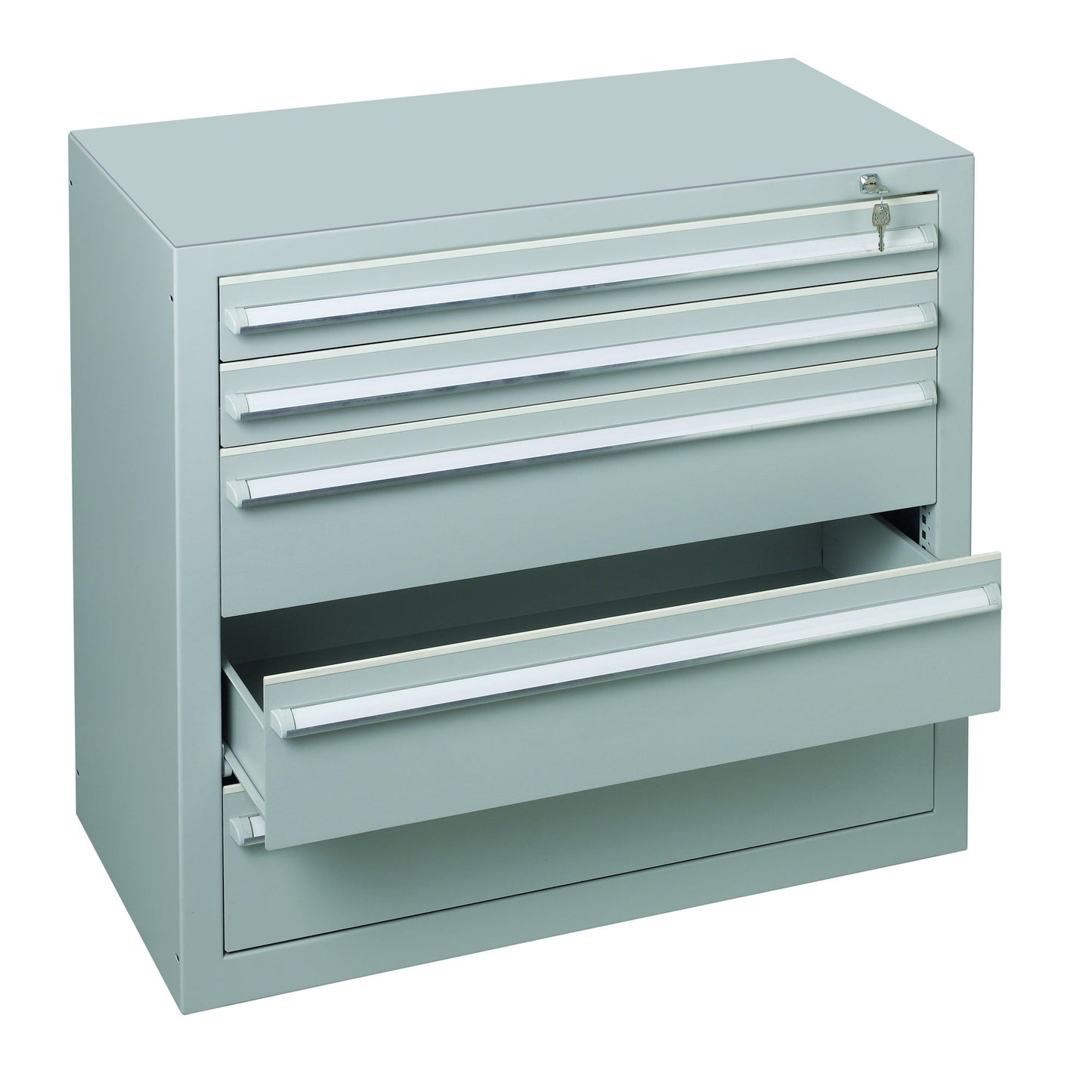 SCHULTE Schubladenschrank 1.000 x 900 x 500 mm (B x H x T) 5 Schubladen Stahl Farbe der Front: lichtgrau Farbe des Korpus: lichtgrau