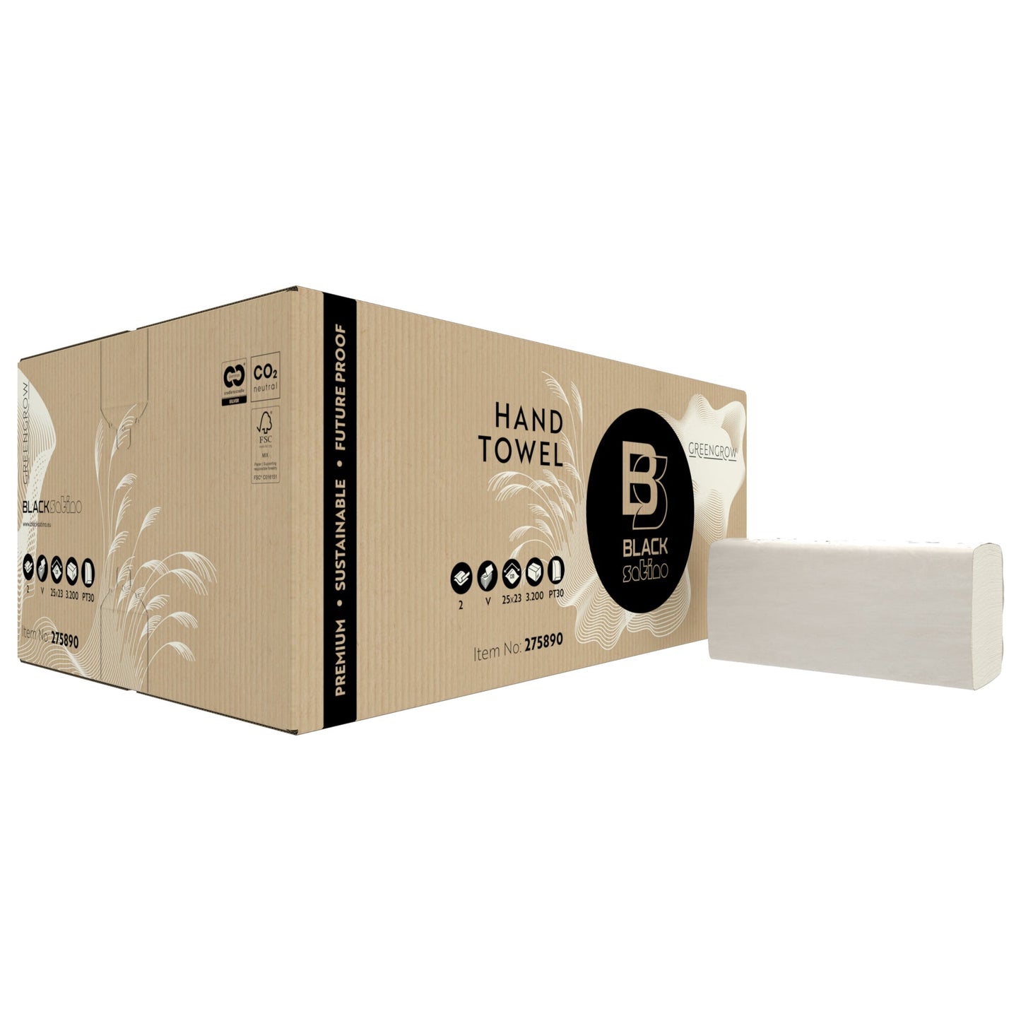 BlackSatino Papierhandtücher GreenGrow 25 x 23 cm (B x L) Papier, 100 % recycelt hellbeige 15 x 214 Bl./Pack.