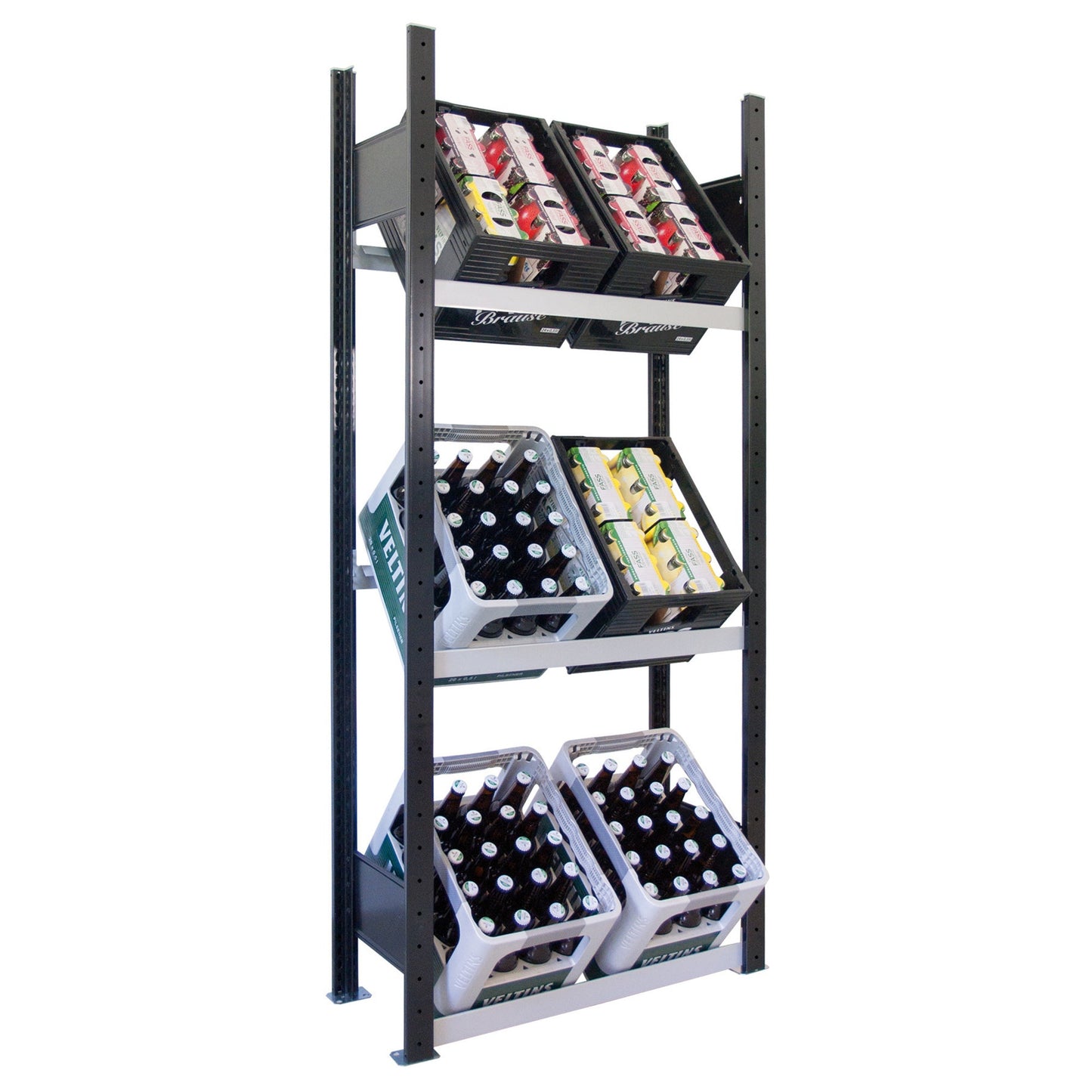 SCHULTE Getränkekistenregal 75 x 180 x 30 cm (B x H x T) 300kg Stahl schwarz/silber
