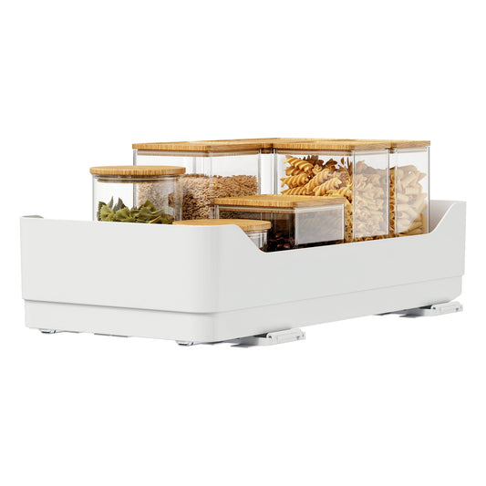 tesa® Schrankauszug KITCHEN Bottom Pull-Out 49 x 12 x 29 cm (B x H x T) Metall/Plastik weiß