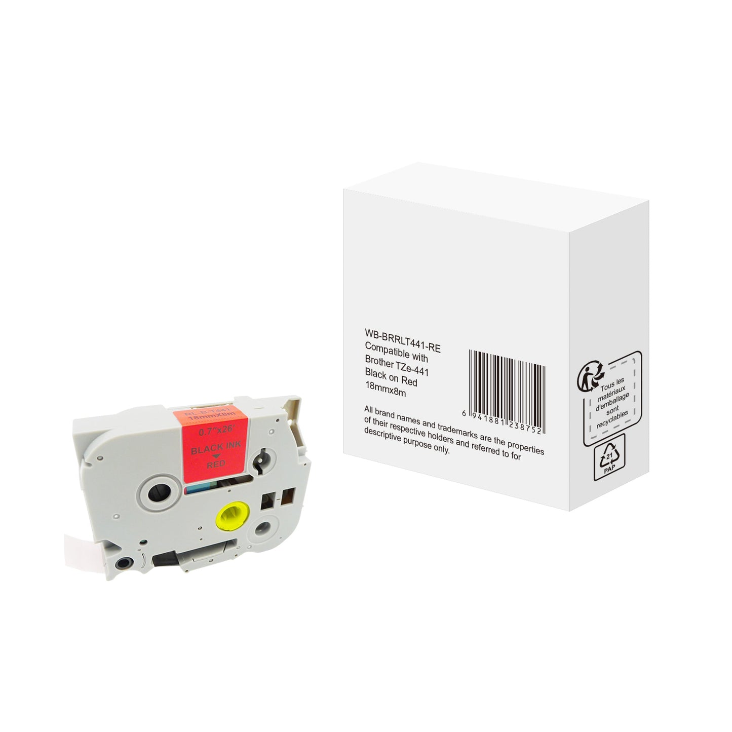 Schriftbandkassette Brother TZe-441 18 mm x 8 m (B x L) rot schwarz