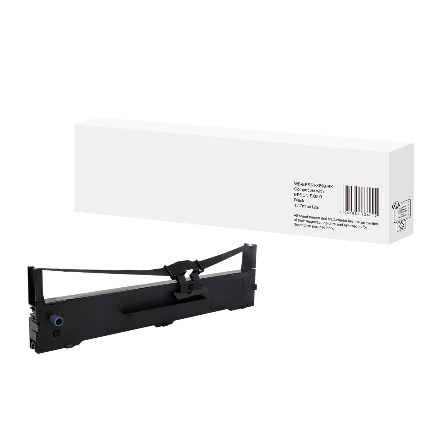 Druckerfarbband 12,7 mm x 12 m (B x L) Nylon schwarz