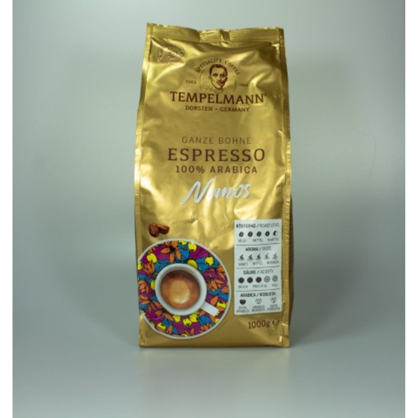 TEMPELMANN Espresso Nomos 100 % Arabica ganze Bohne 1.000 g/Pack.