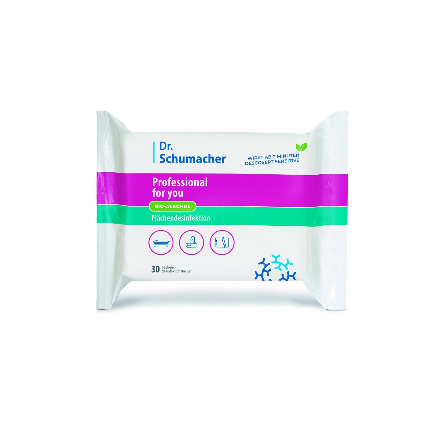 Dr. Schumacher Desinfektionstücher Professional4you Oberfläche 17 x 20 cm (B x H) nicht alkoholfrei dermatologisch getestet antibakteriell bakterizid, levurozid, tuberkulozid, begrenzt viruzid 9 30 St./Pack.