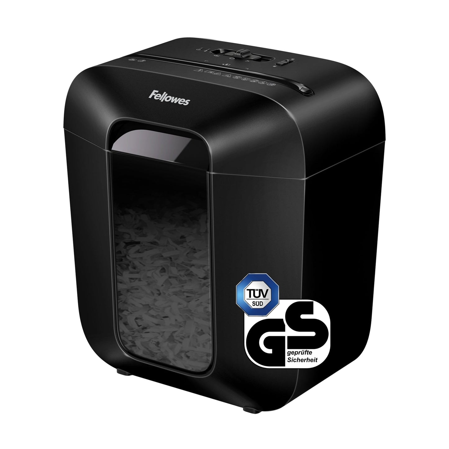 Fellowes® Aktenvernichter Powershred® LX25 P-4 Papier, Heftklammern, Büroklammern, Kreditkarten Partikelschnitt schwarz