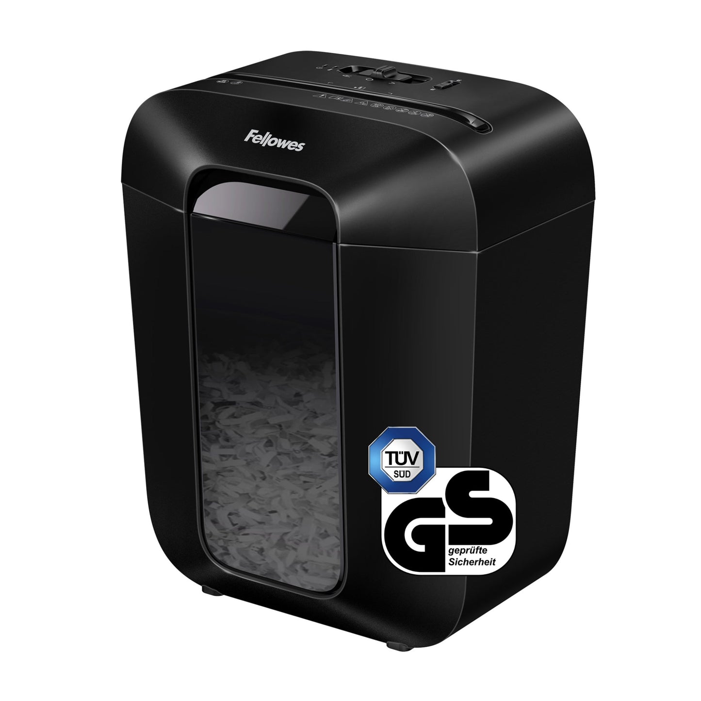 Fellowes® Aktenvernichter Powershred® LX45 P-4 Papier, Heftklammern, Büroklammern, Kreditkarten Partikelschnitt 8 Bl. schwarz