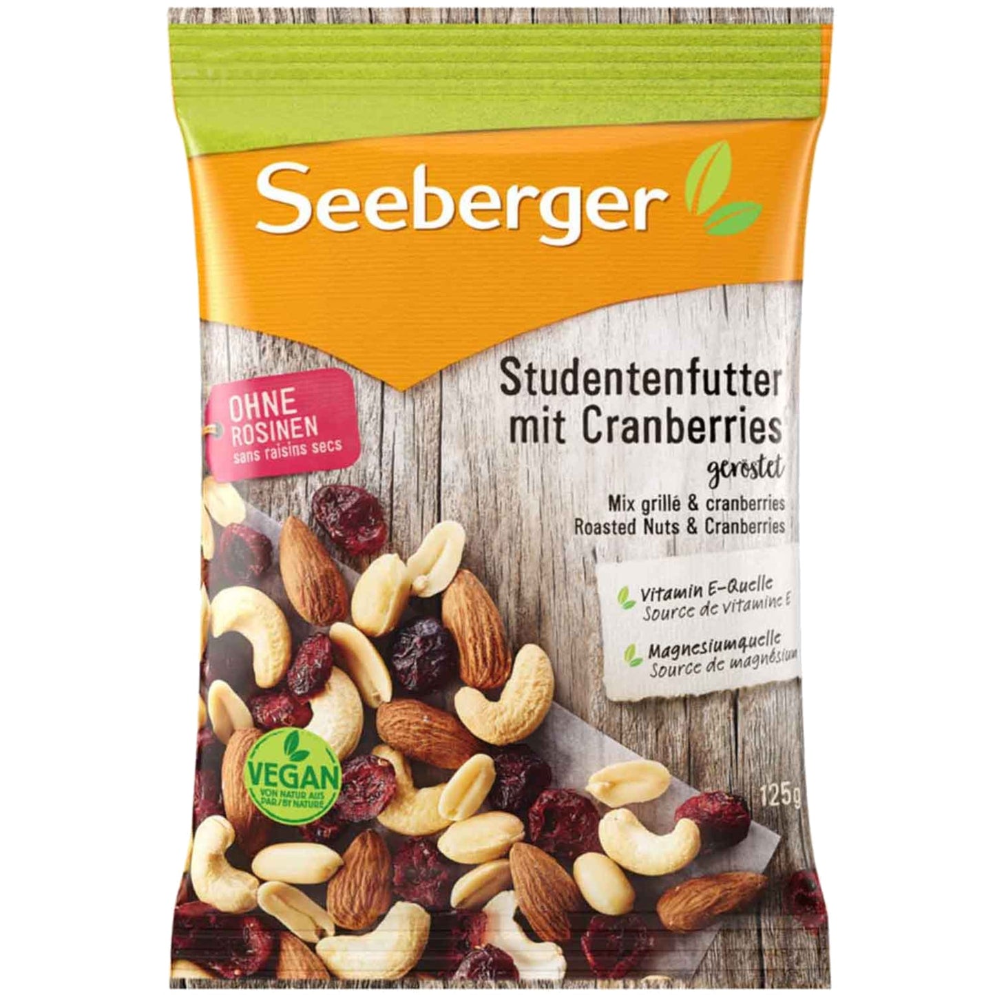SEEBERGER Studentenfutter Cranberry Erdnüsse, Cranberries, Mandeln, Cashewkerne 125 g/Pack.