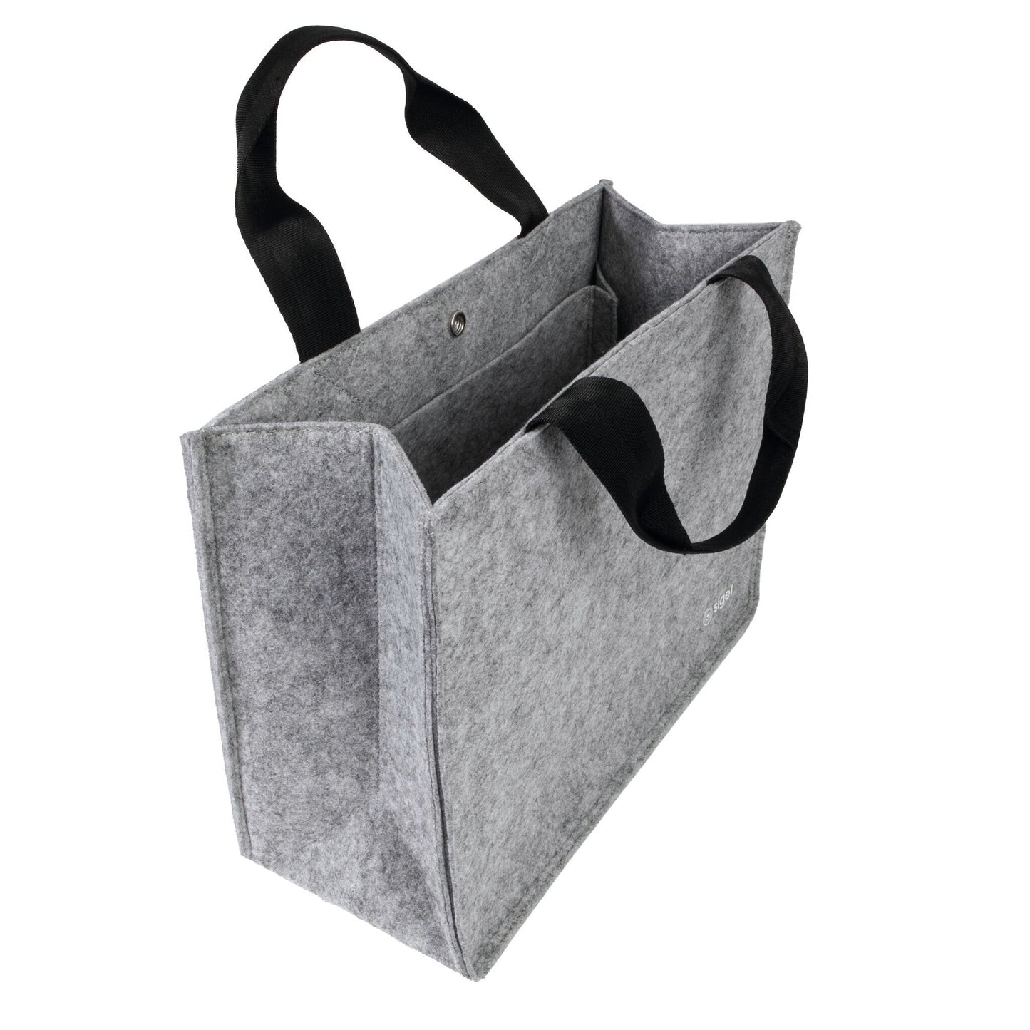 SIGEL Aufbewahrungstasche Desk Sharing Notebook, Handy, Projektunterlagen, Schreibgeräte, Headset, Trinkflasche 36 x 28 x 15 cm (B x H x T) Druckknopfverschluss Synthetik-Filz, 100 % recycelt hellgrau