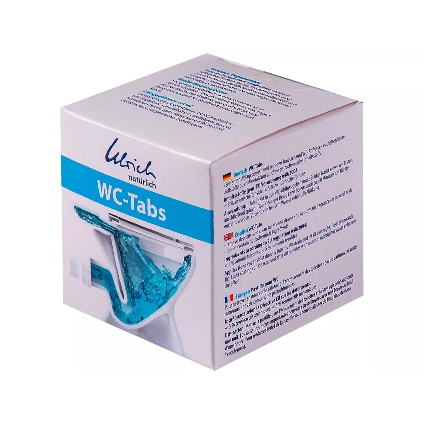 Ulrich natürlich WC-Reiniger neutral biologisch abbaubar pH-Wert: 2-3 Schachtel Karton recycelbar 12 x 20 g/Pack.
