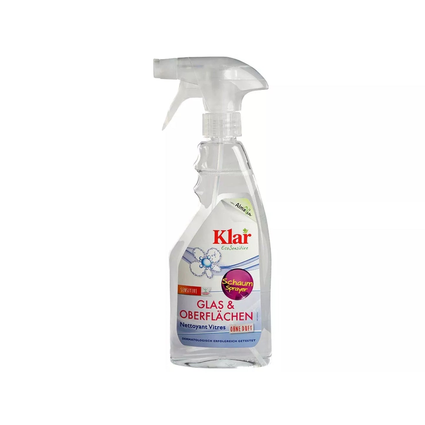 Klar Glasreiniger EcoSensitive neutral biologisch abbaubar 5-8 PET, 100 % recycelt 0,5l