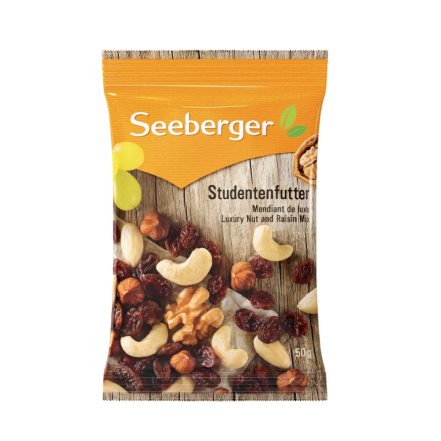 SEEBERGER Studentenfutter Haselnüsse, Mandeln (blanchiert), Cashewkerne, Weinbeeren 50 g/Pack.