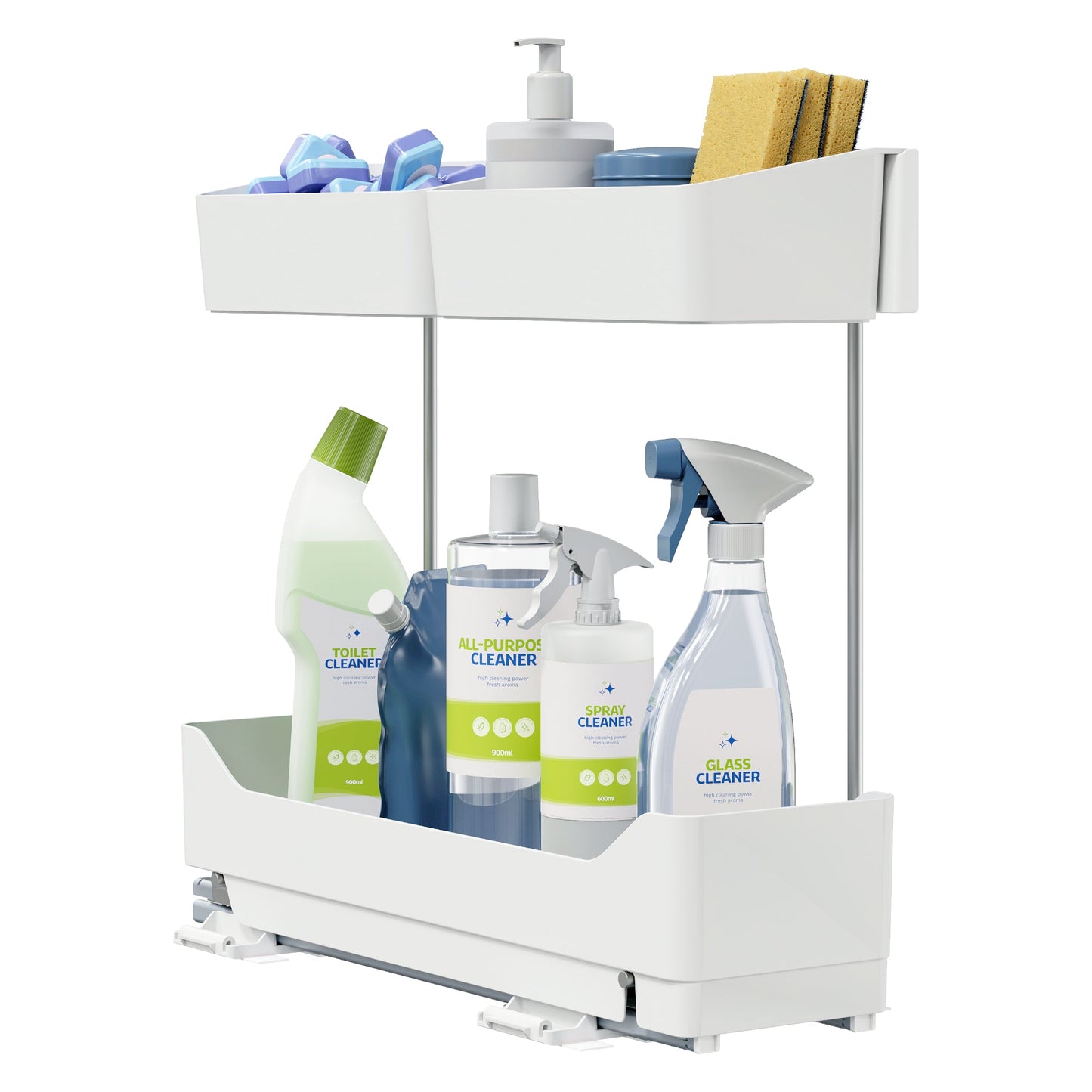 tesa® Schrankauszug KITCHEN Side Pull-Out 48 x 45 x 21 cm (B x H x T) Metall/Plastik weiß