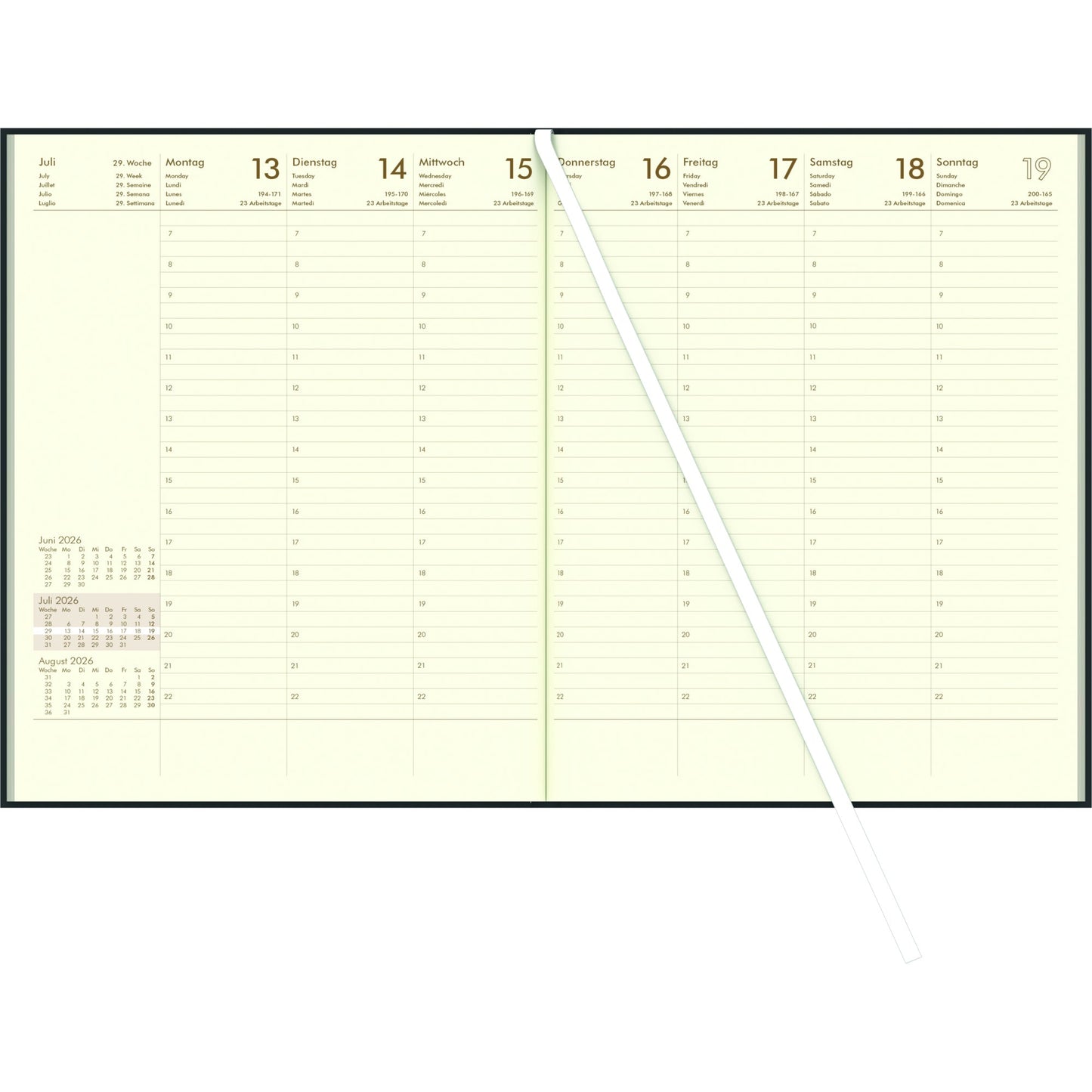 ZETTLER Buchkalender 2026 21 x 26,5 cm (B x H) 1 Woche/2 Seiten Kunststoff, wattiert anthrazit