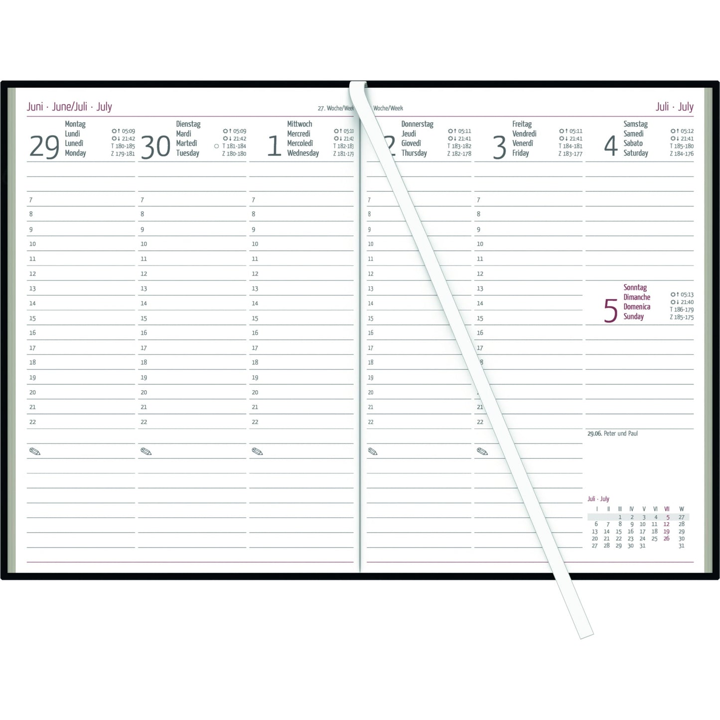 ZETTLER Buchkalender 2026 14,6 x 21 cm (B x H) 1 Woche/2 Seiten Kunststoff, wattiert schwarz