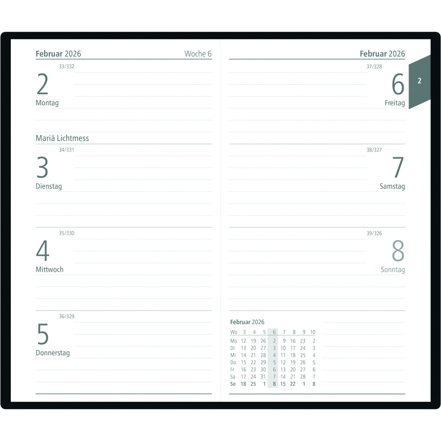 ZETTLER Taschenkalender 2026 schwarz