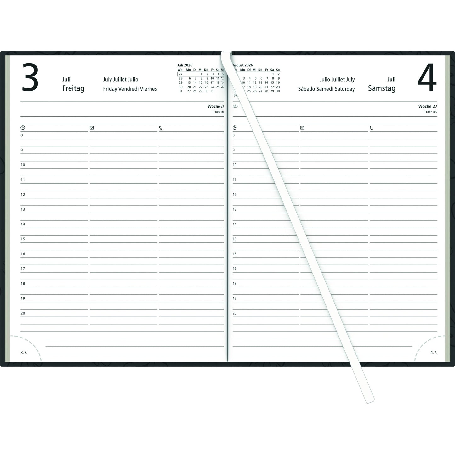 ZETTLER Buchkalender Natura 2026 14,5 x 21 cm (B x H) 1 Tag/1 Seite Karton anthrazit