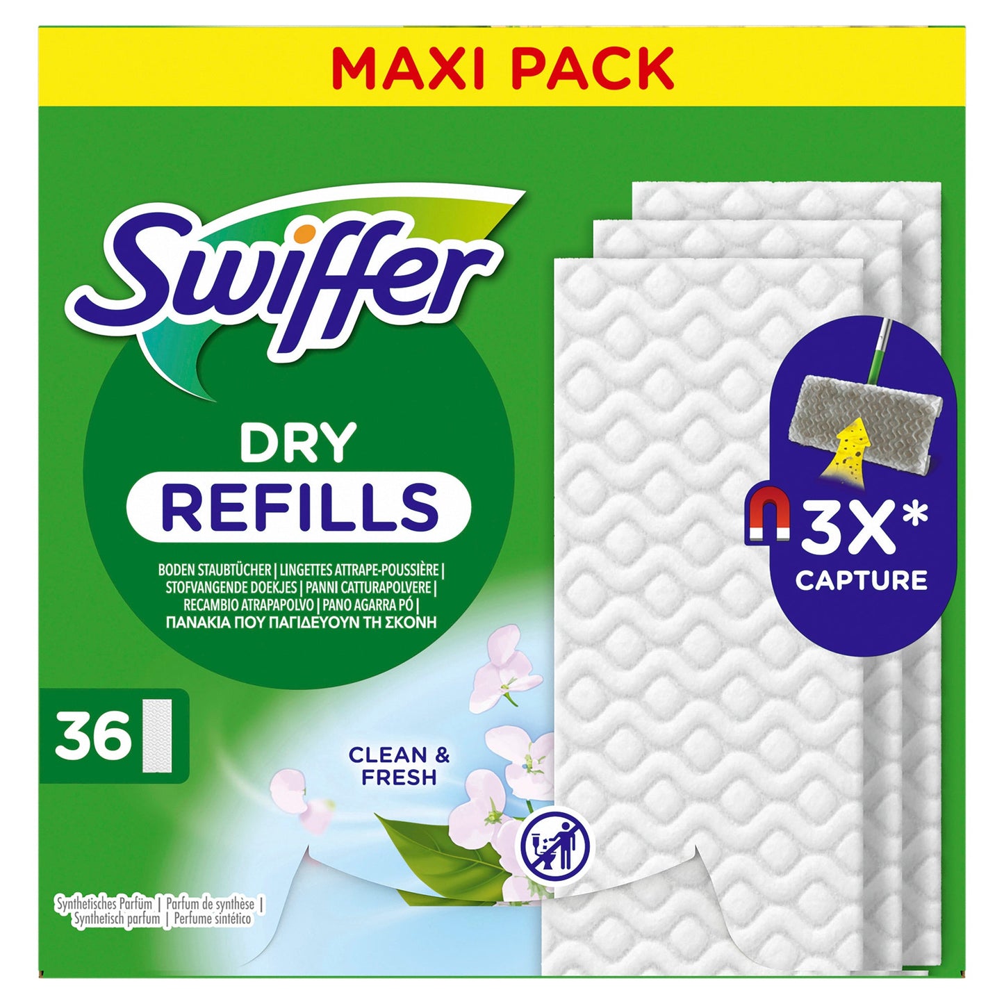 Swiffer Bodenreinigungstuch Nachfüllpack Swiffer Bodenwischer 21 x 26,5 cm (B x L) Zellstoff weiß