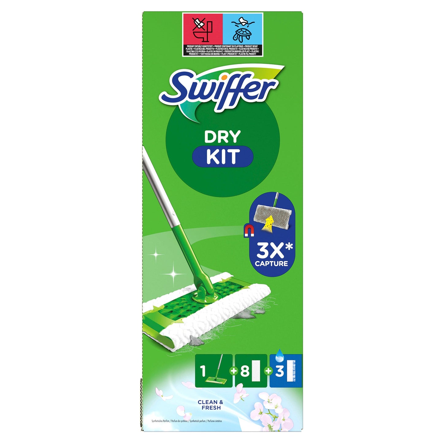 Swiffer Reinigungsset Bodenwischer Dry and Wet Starter Kit grün