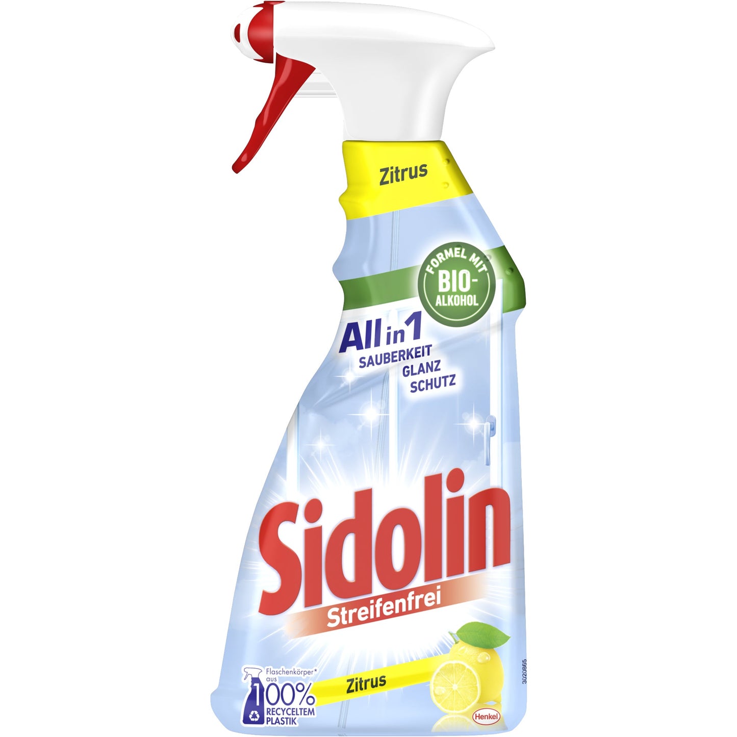 Sidolin Glasreiniger All in 1 Zitrus nicht biologisch abbaubar 7-11,4 Kunststoff, 100 % recycelt 0,5l