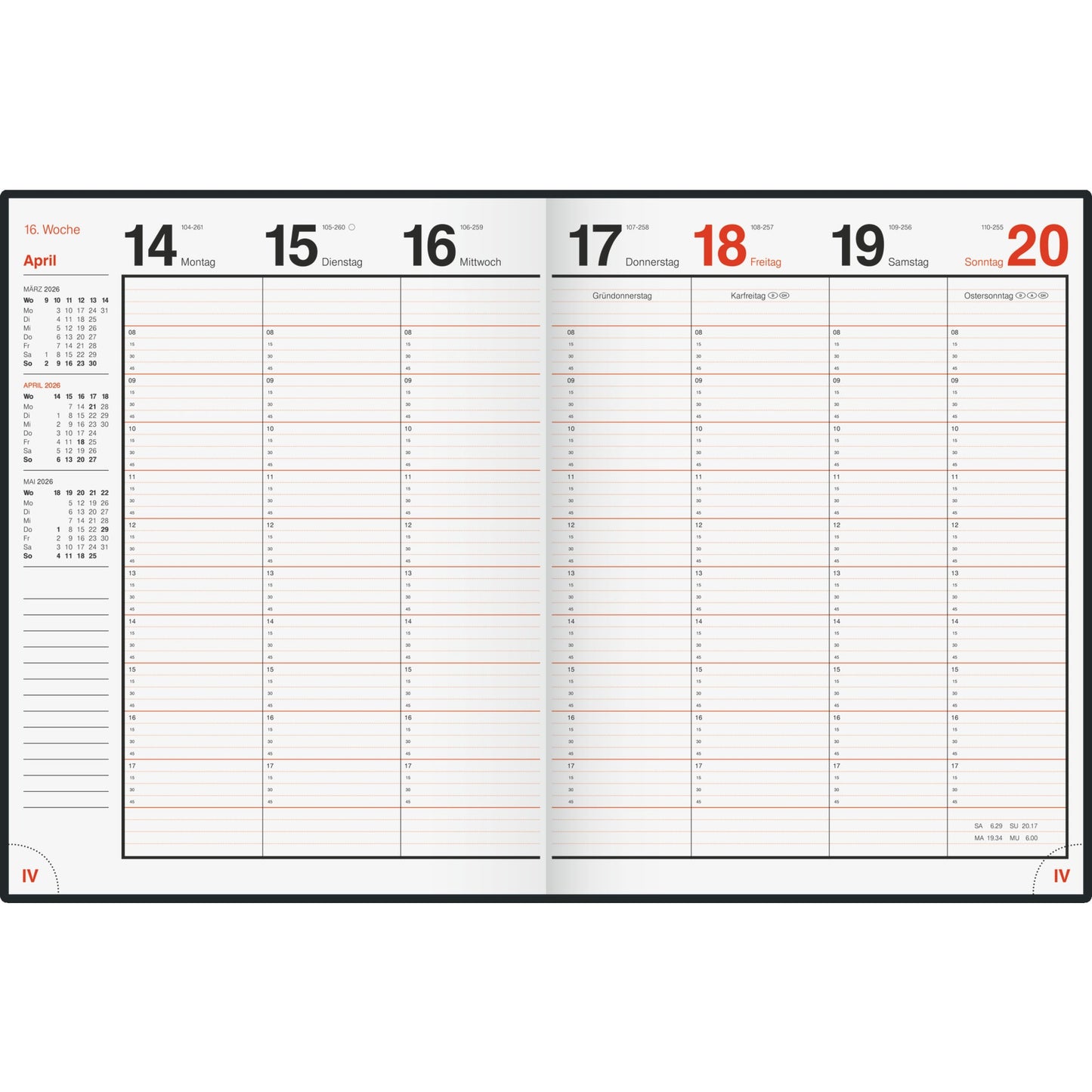 rido/idé Buchkalender magnum 2026 18,3 x 24 cm (B x H) 1 Woche/2 Seiten Schaumfolie schwarz