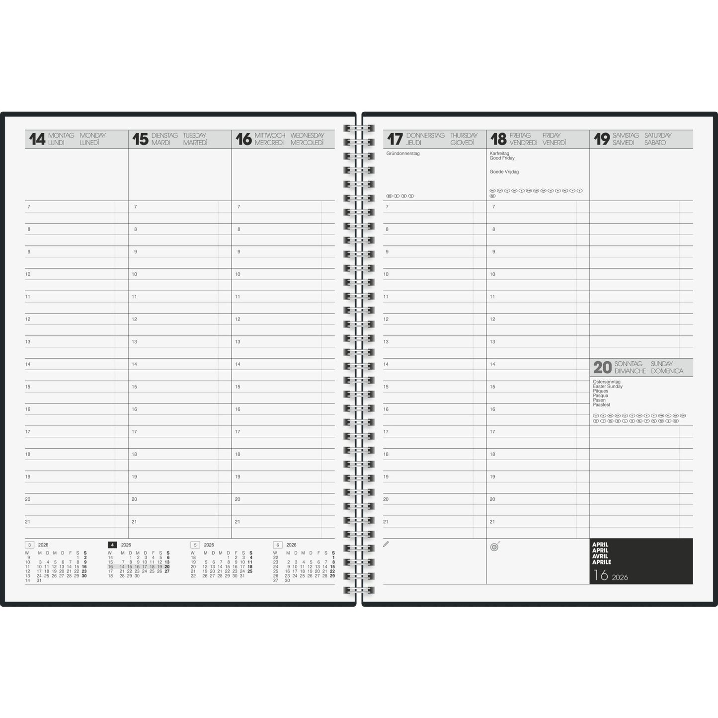 BRUNNEN Buchkalender 781 2026 DIN A4 1 Woche/2 Seiten Kunststoff schwarz