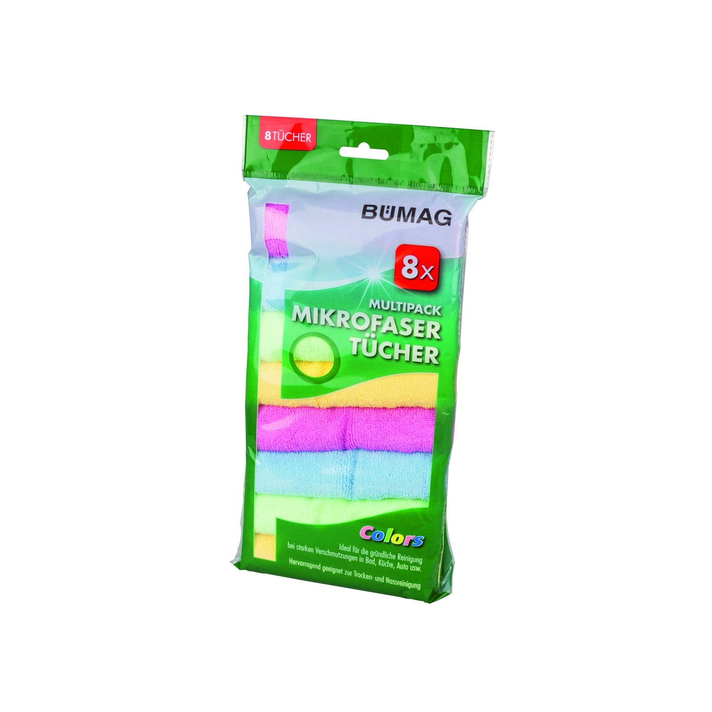 BÜMAG Microfasertücher Colors 30 x 30 cm (B x L) 88 % Polyester, 12 % Polyamid farbig sortiert 8 St./Pack.