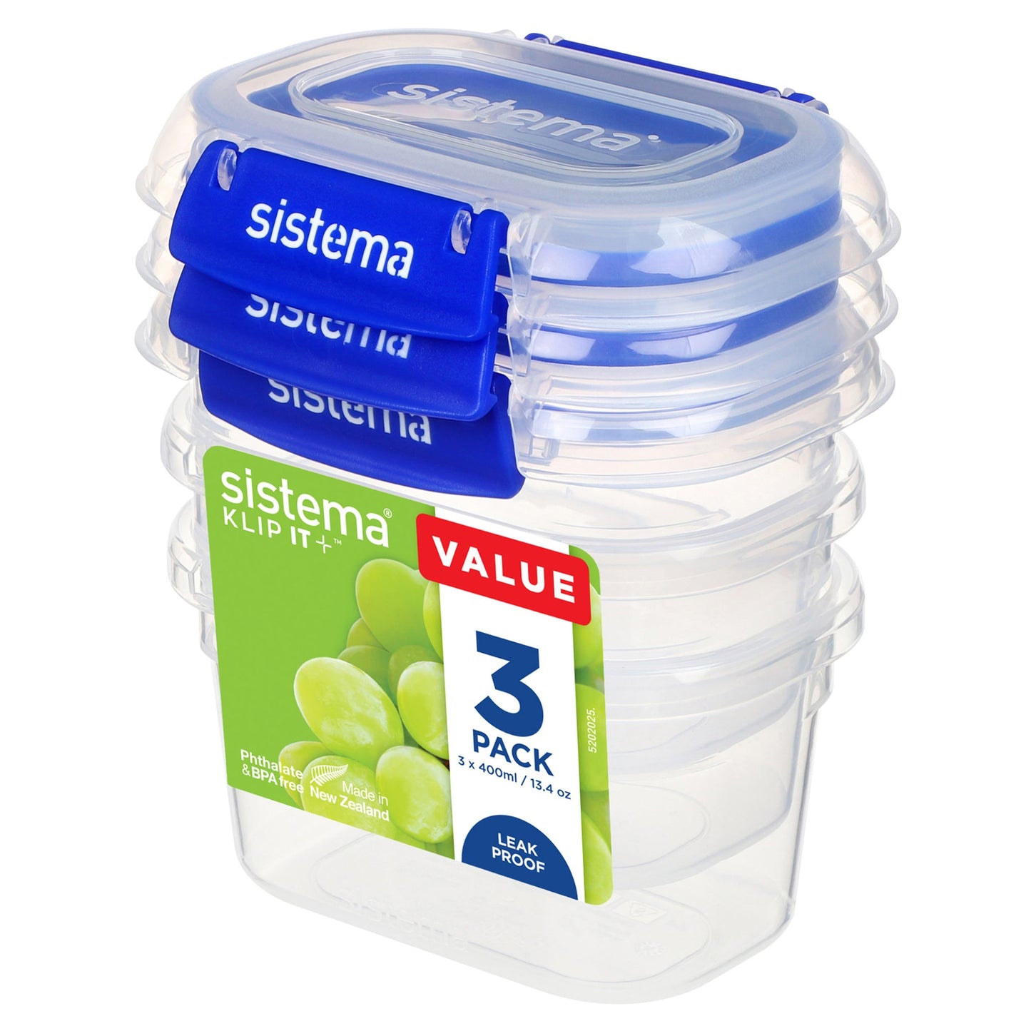 sistema Vorratsdose KLIP IT PLUST 12,7 x 5 x 10,5 cm (B x H x T) 0,4l mikrowellengeeignet Kunststoff transparent 3 St./Pack.