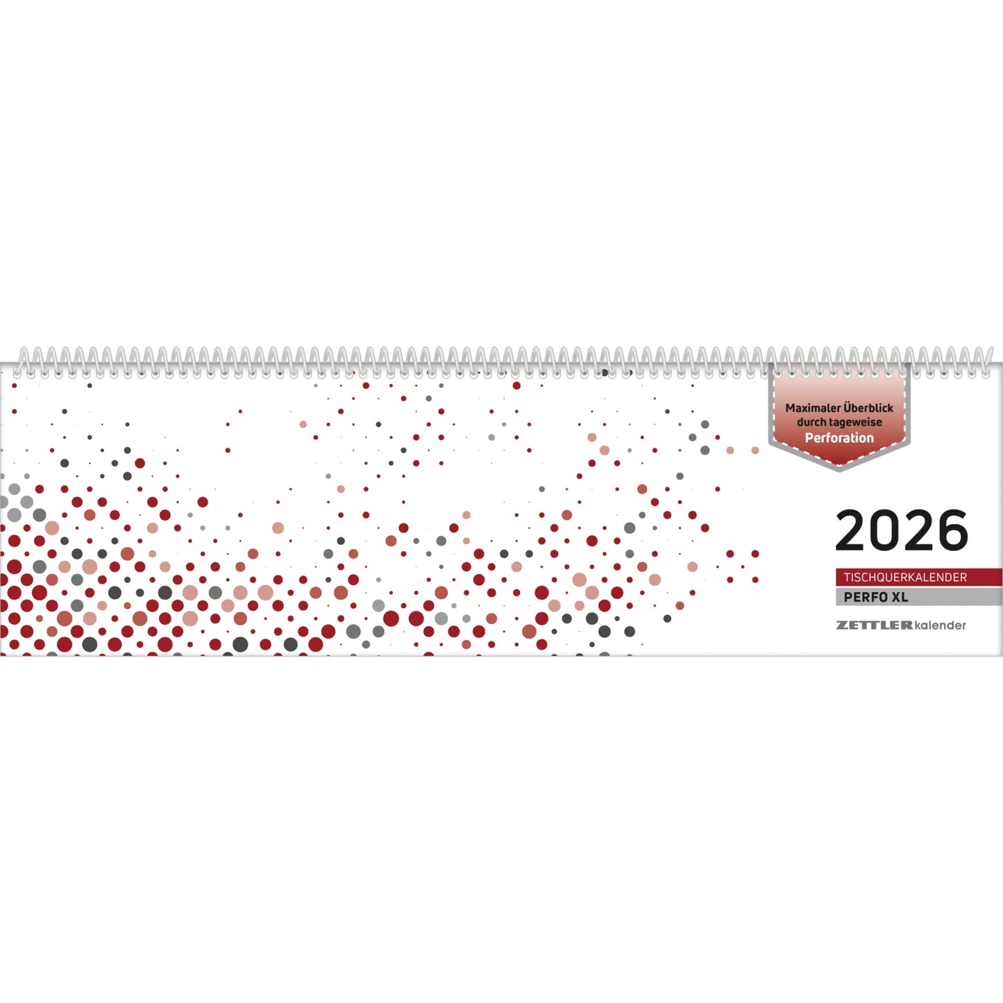 ZETTLER Querkalender 2026 1 Woche/2 Seiten Karton rot