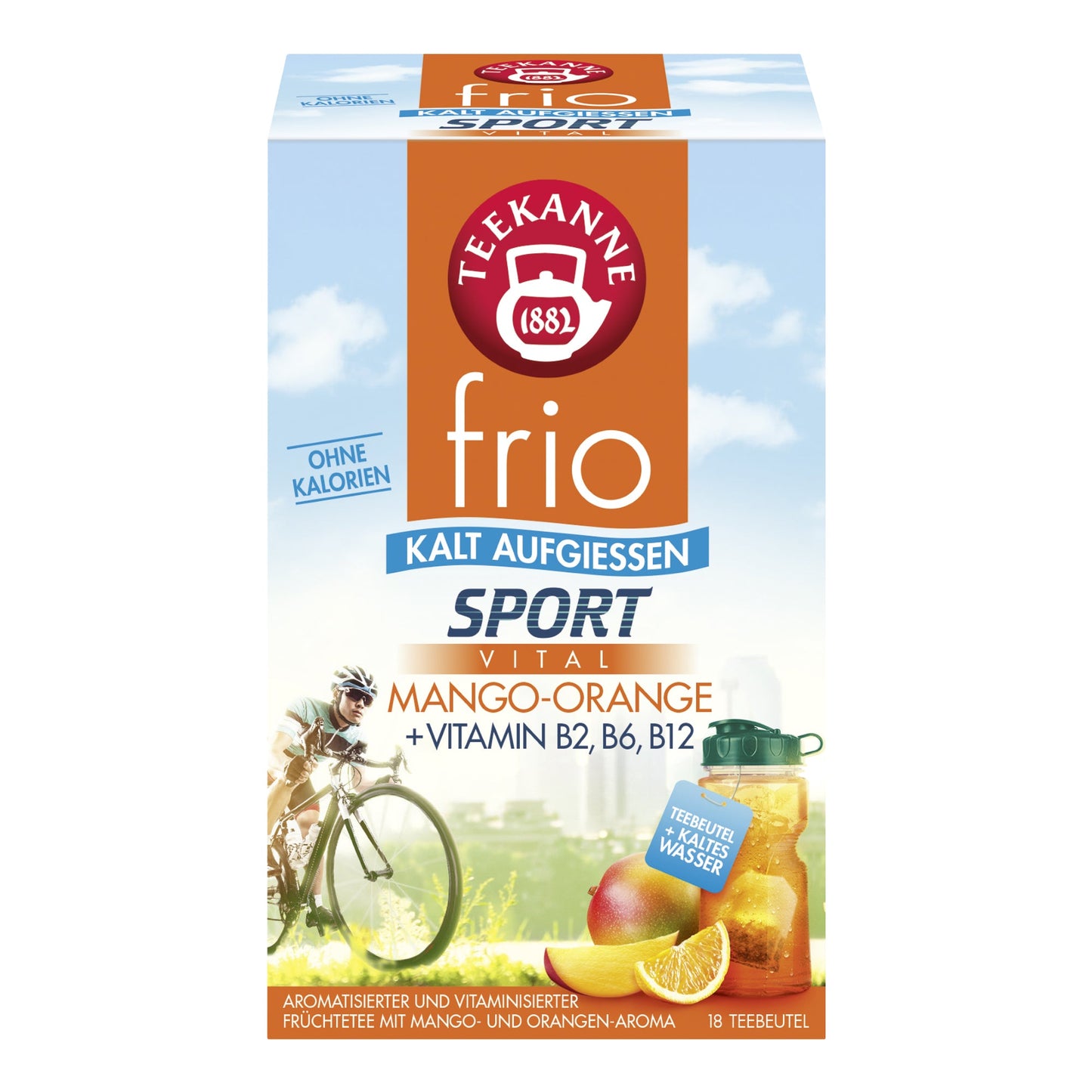 Teekanne Tee frio Sport Vital Mango-Orange + Vitamin B2, B6, B12 18 Btl./Pack.