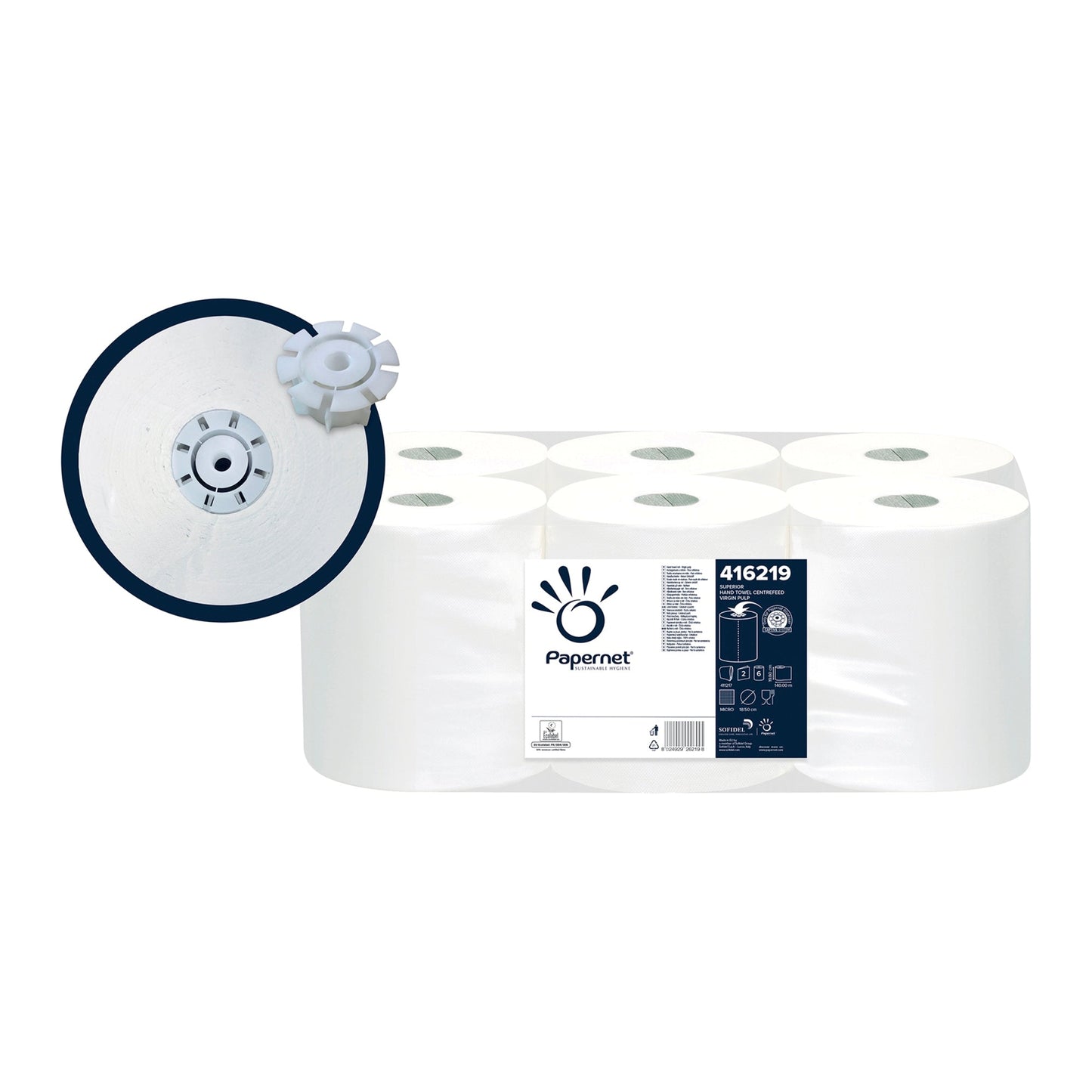 Papernet Handtuchrolle Autocut Captive 19,8 x 140 m (B x L) Zellstoff weiß 6 Rl./Pack.