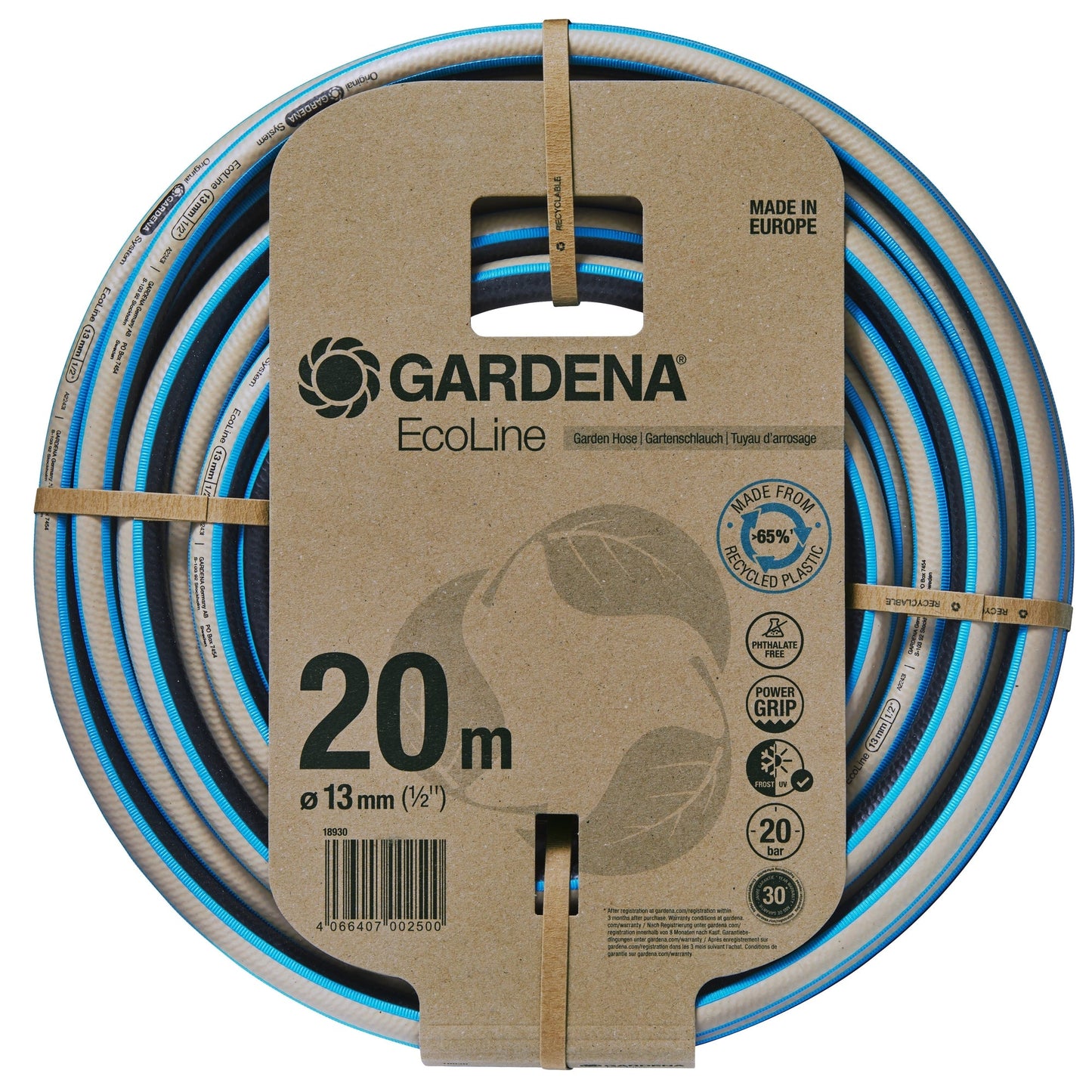GARDENA Wasserschlauch EcoLine 20m 20bar schwarz/grau/türkis
