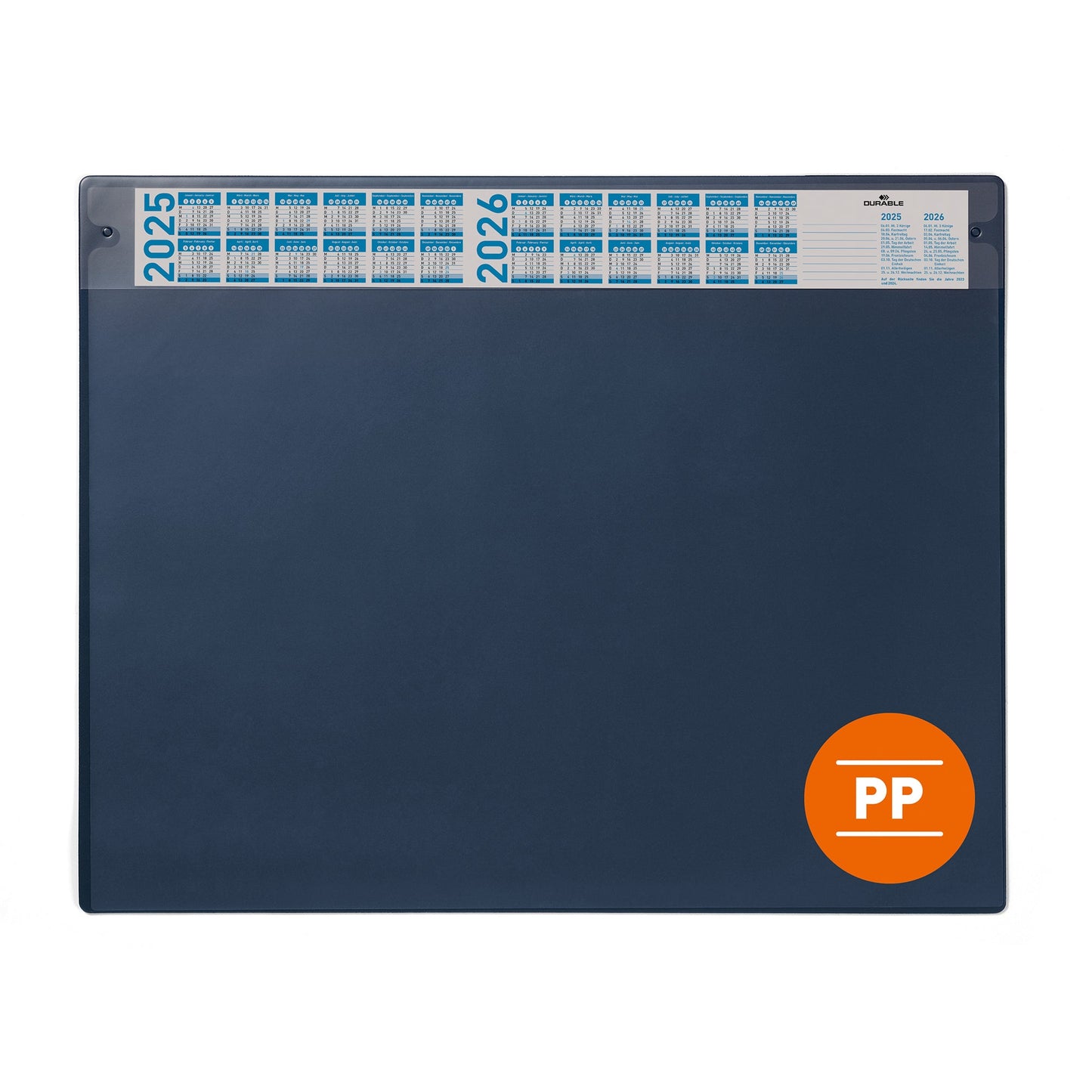DURABLE Schreibunterlage 65 x 48 cm (B x H) mit Kalender 4 Jahre Polypropylen dunkelblau