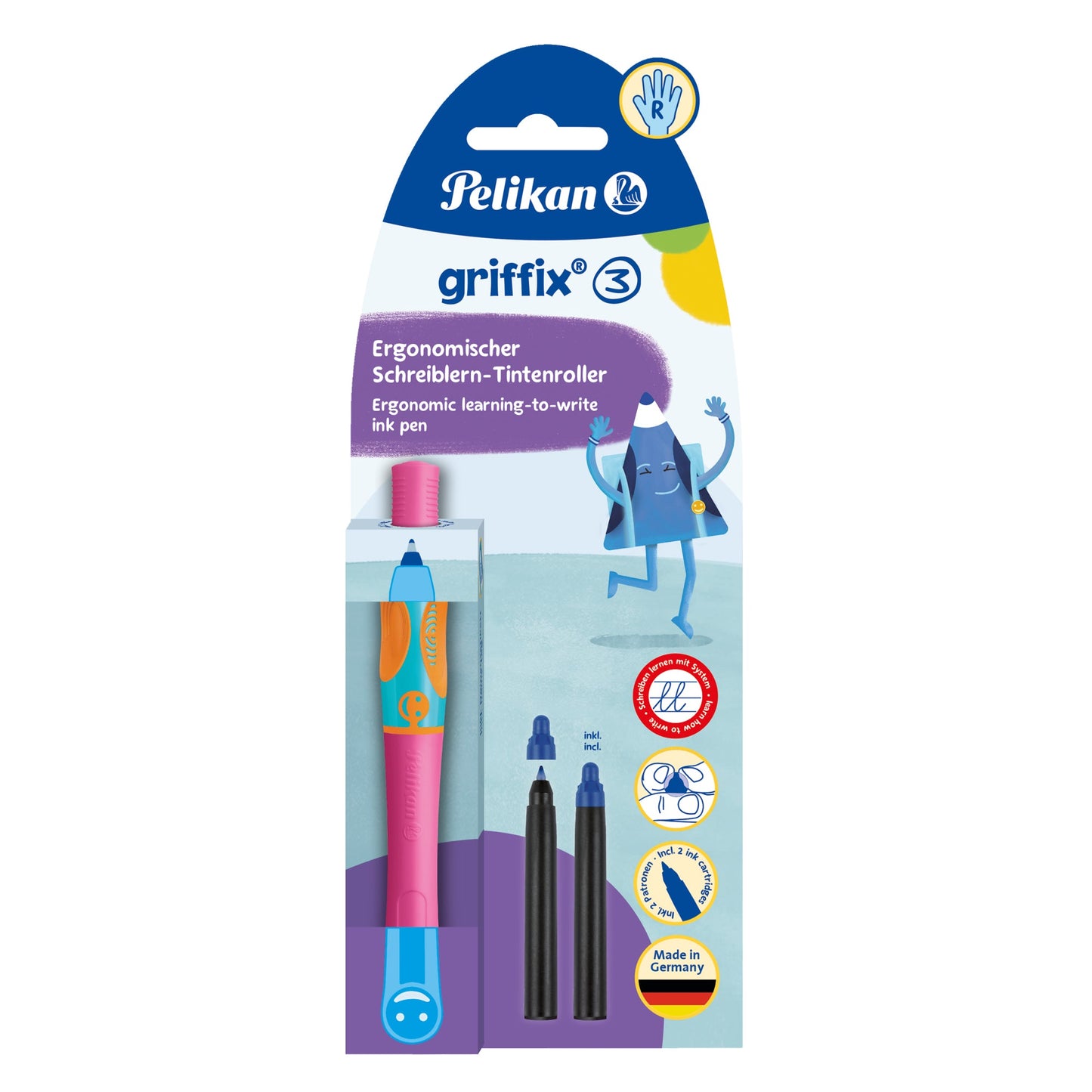 Pelikan Tintenroller griffix® blau inkl. 2 x Nachfüllpatrone