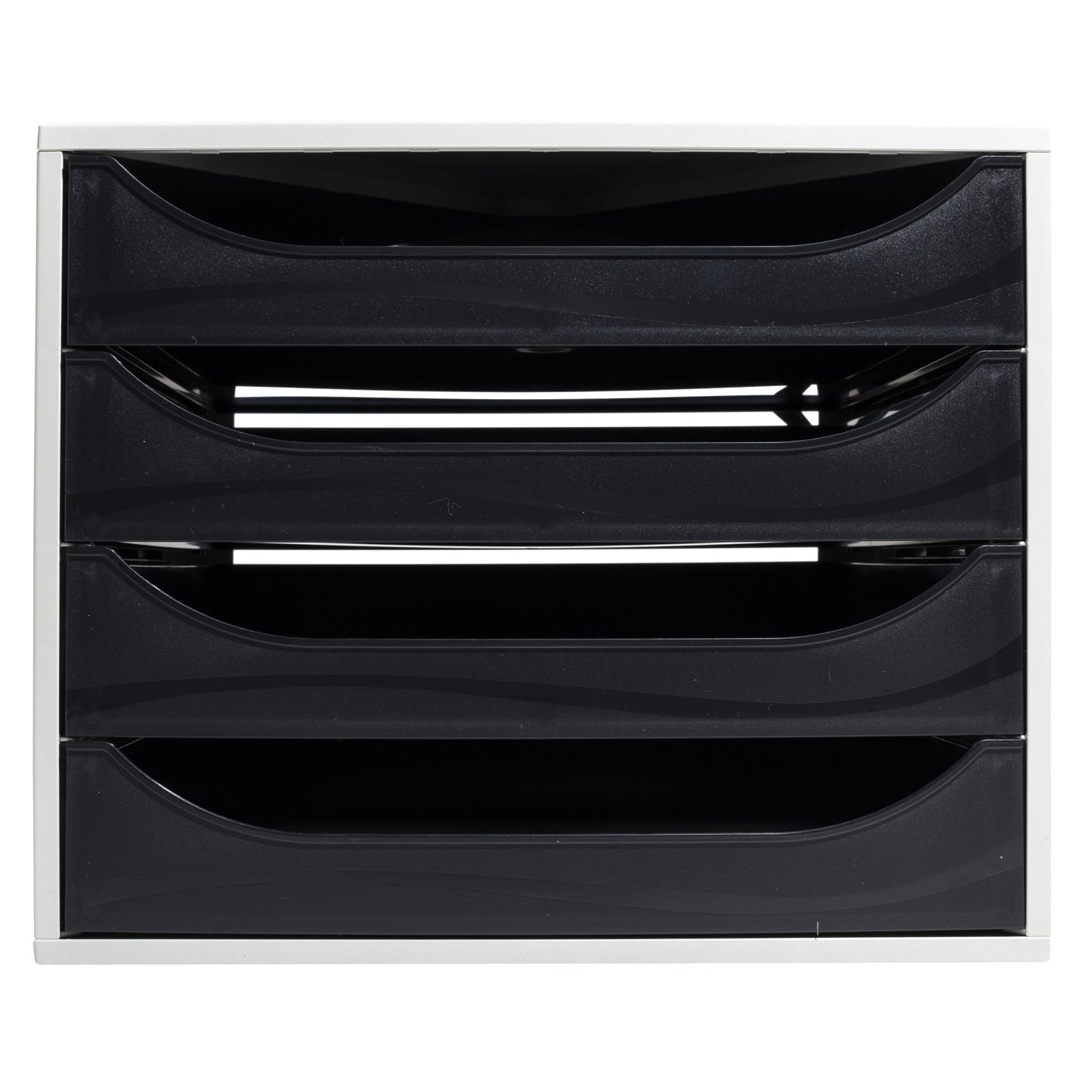 Soennecken Schubladenbox oeco 4 Schubladen DIN A4+ Kunststoff, 98 % recycelt Gehäusefarbe: lichtgrau Farbe der Schublade: schwarz