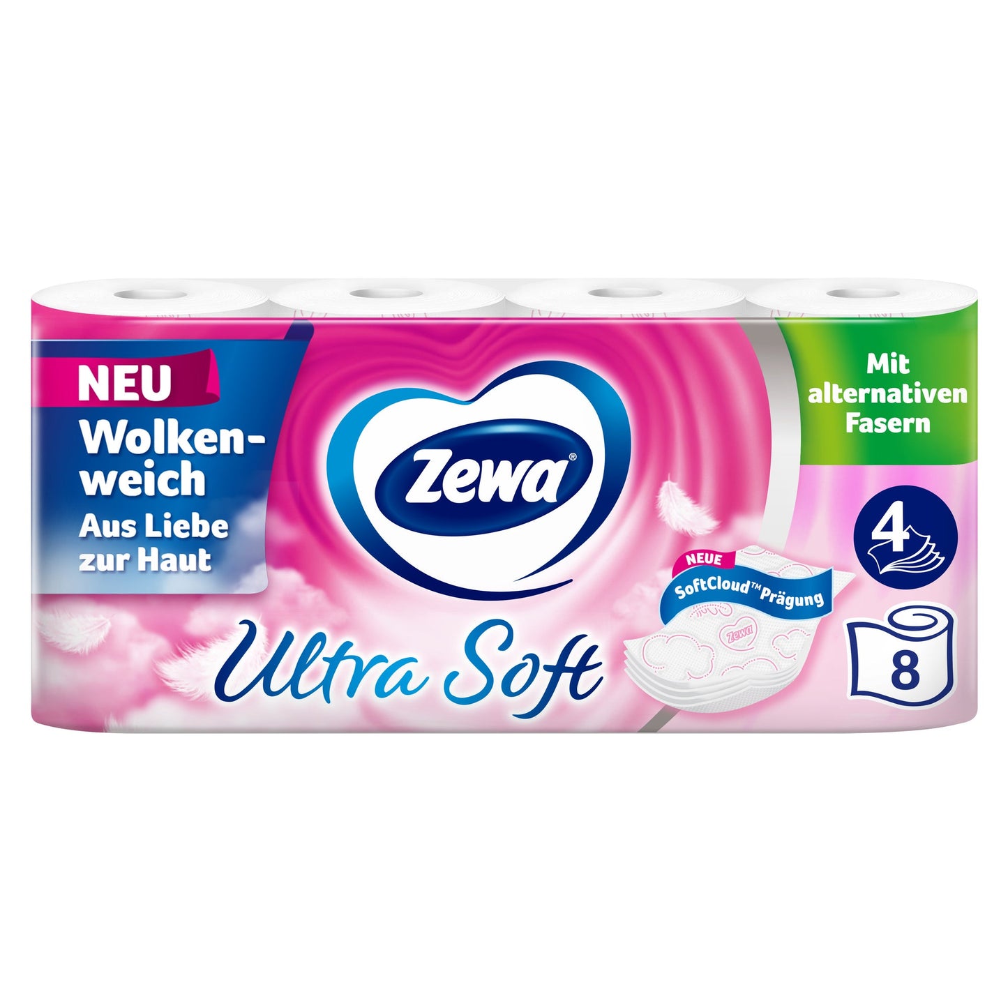 Zewa Toilettenpapier Ultra Soft 4-lagig weiß 150 Bl./Rl. 8 Rl./Pack.