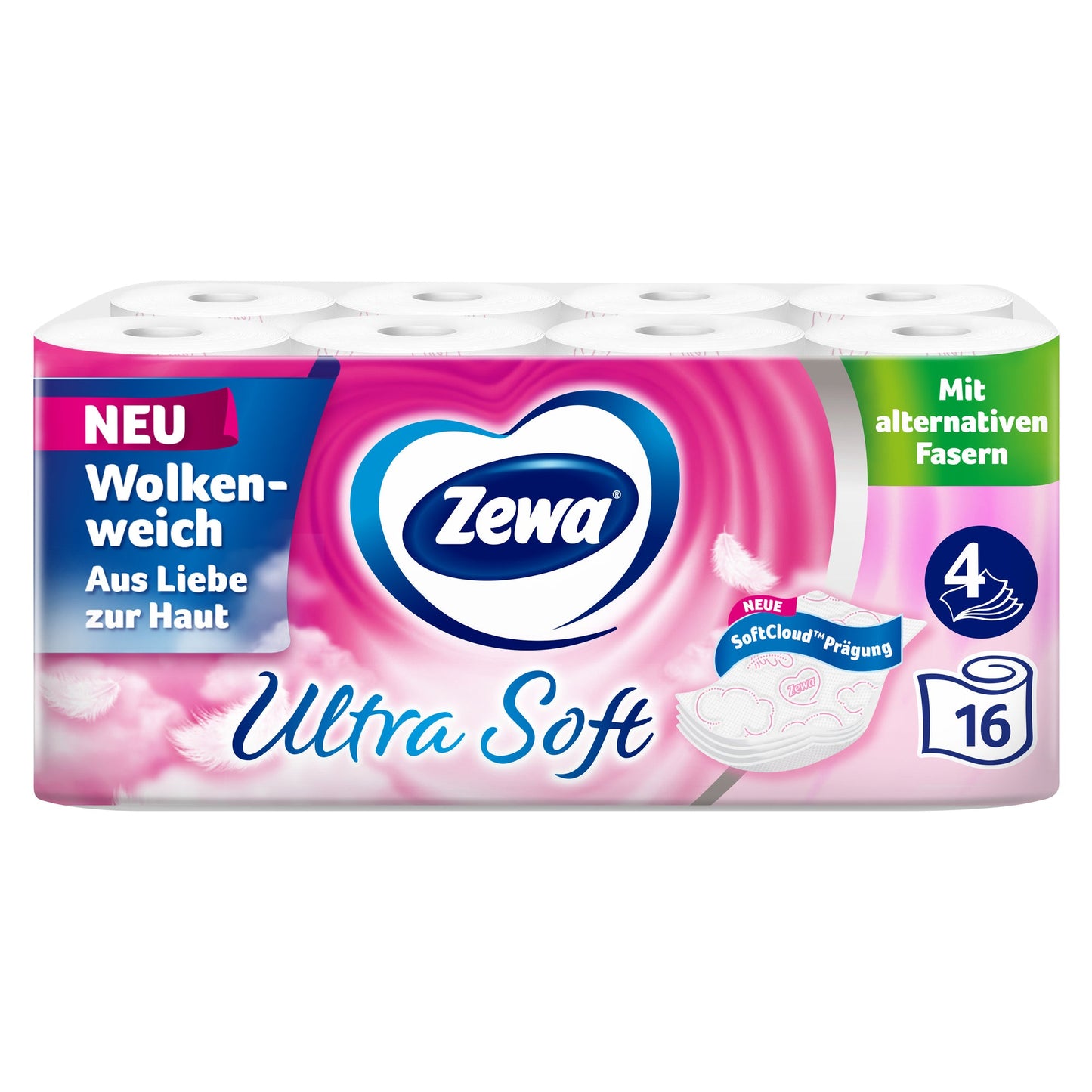 Zewa Toilettenpapier Ultra Soft 4-lagig weiß 150 Bl./Rl. 16 Rl./Pack.