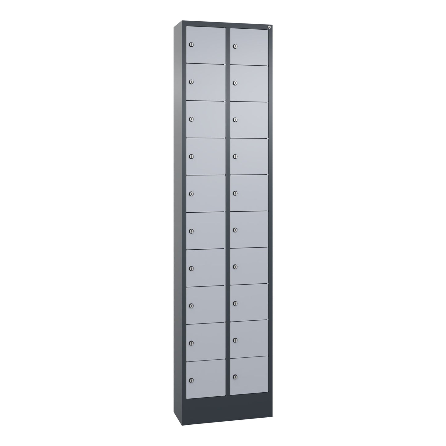 C+P Schließfachschrank Intro 20 Fächer Stahl, lackiert Farbe der Front: weißaluminium