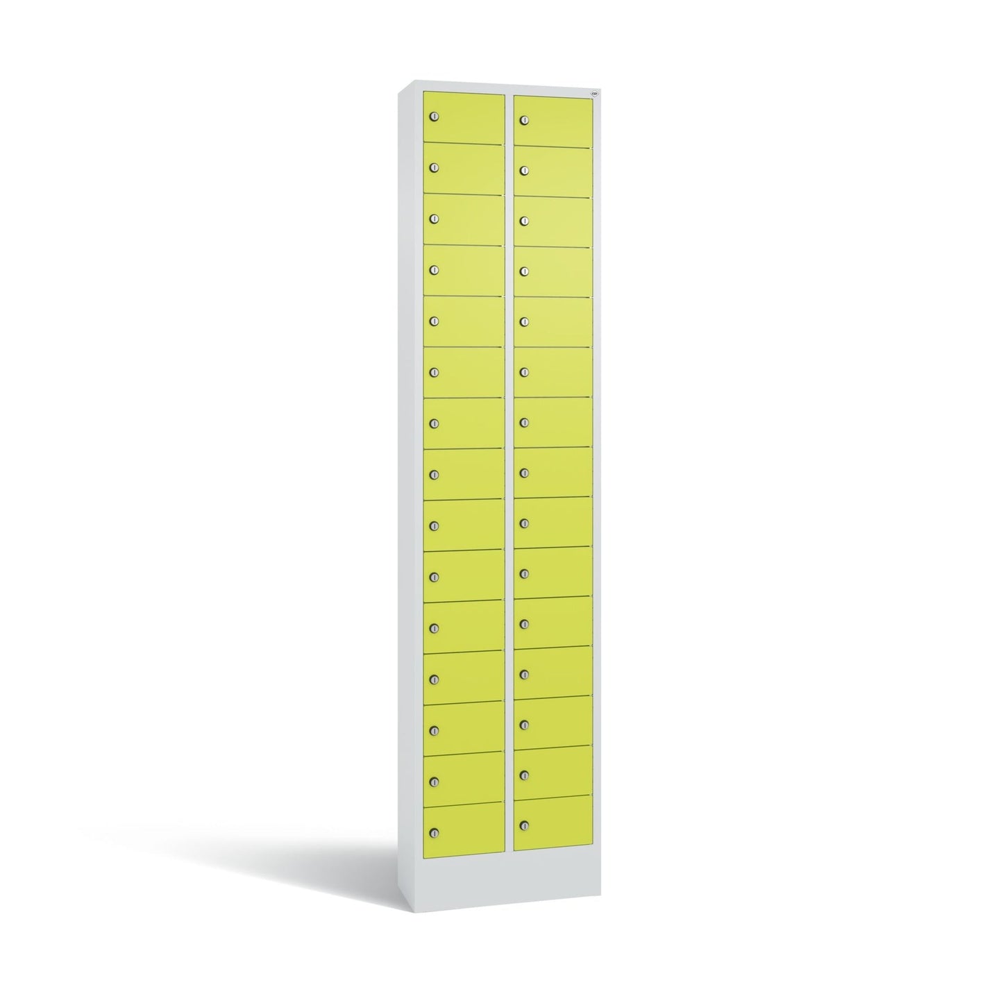 C+P Schließfachschrank Intro 30 Fächer Stahl, lackiert Farbe der Front: clowngrün