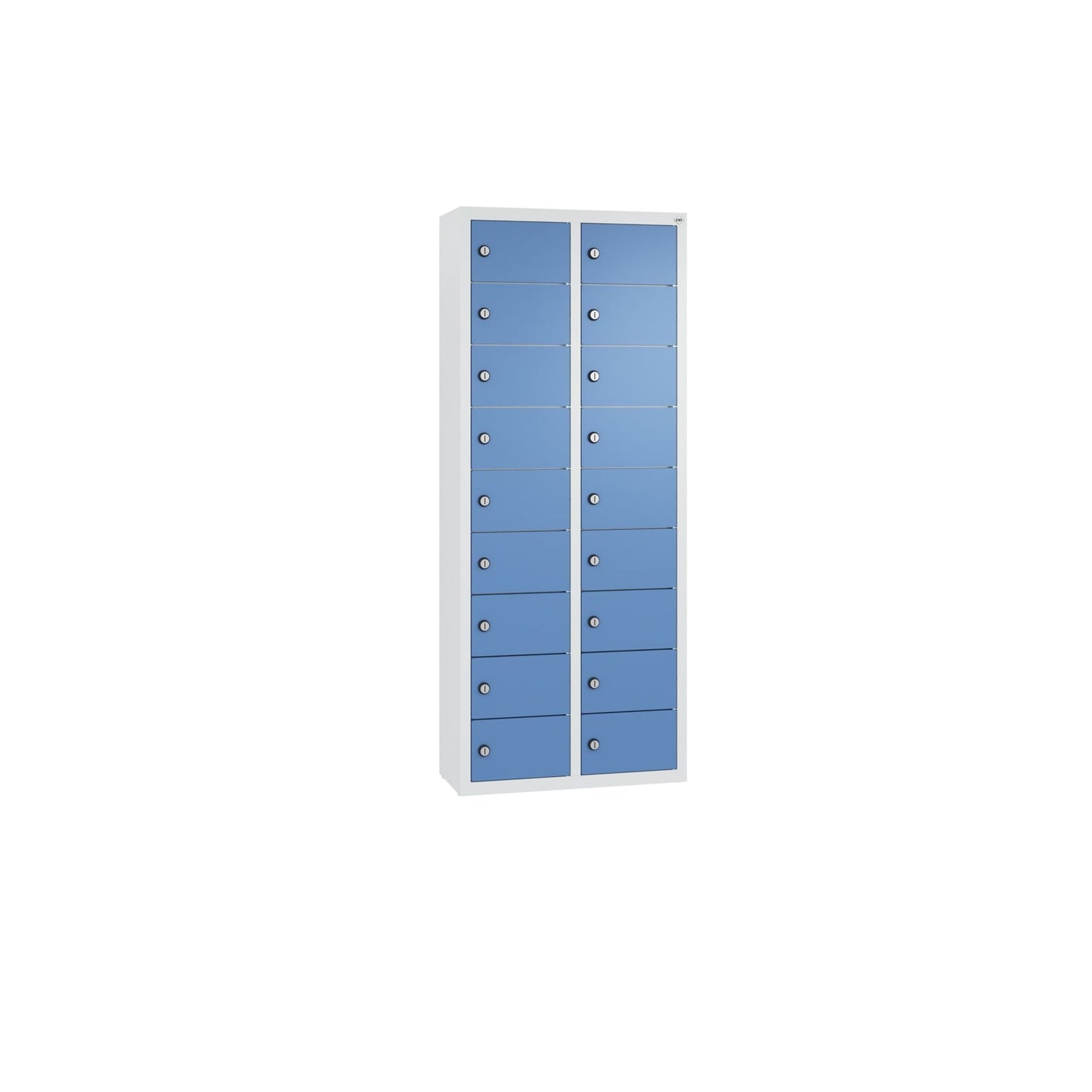 C+P Wandschließfach Intro 460 x 1.130 x 200 mm (B x H x T) 18 Fächer Zylinderschloss 26,76kg Stahl, lackiert fernblau