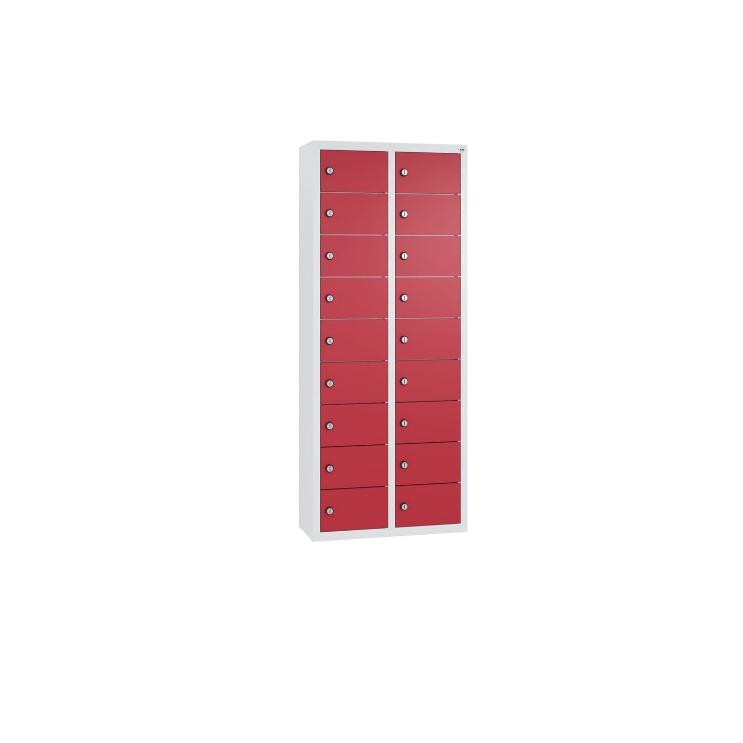C+P Wandschließfach Intro 460 x 1.130 x 200 mm (B x H x T) 18 Fächer Zylinderschloss 26,76kg Stahl, lackiert rubinrot