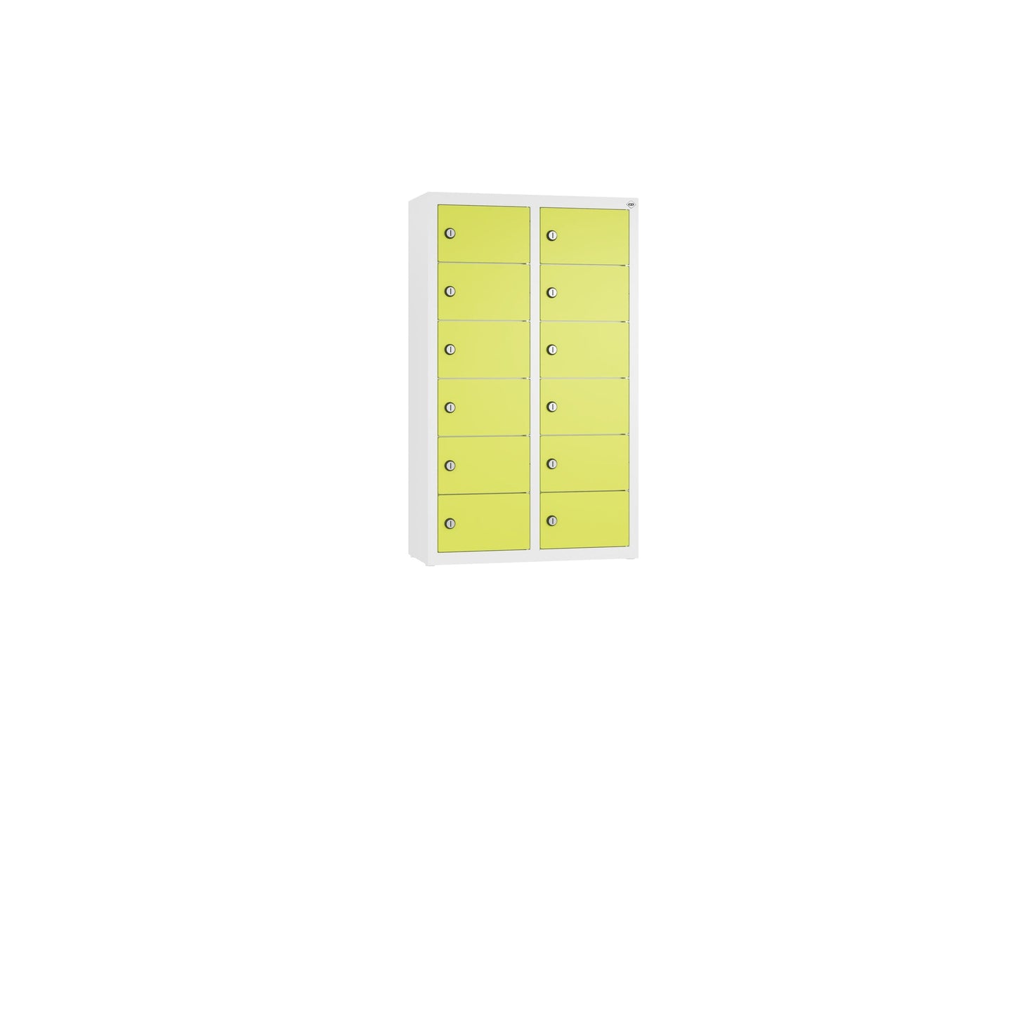 C+P Wandschließfach Intro 460 x 770 x 200 mm (B x H x T) 12 Fächer Zylinderschloss 19,46kg Stahl, lackiert clowngrün